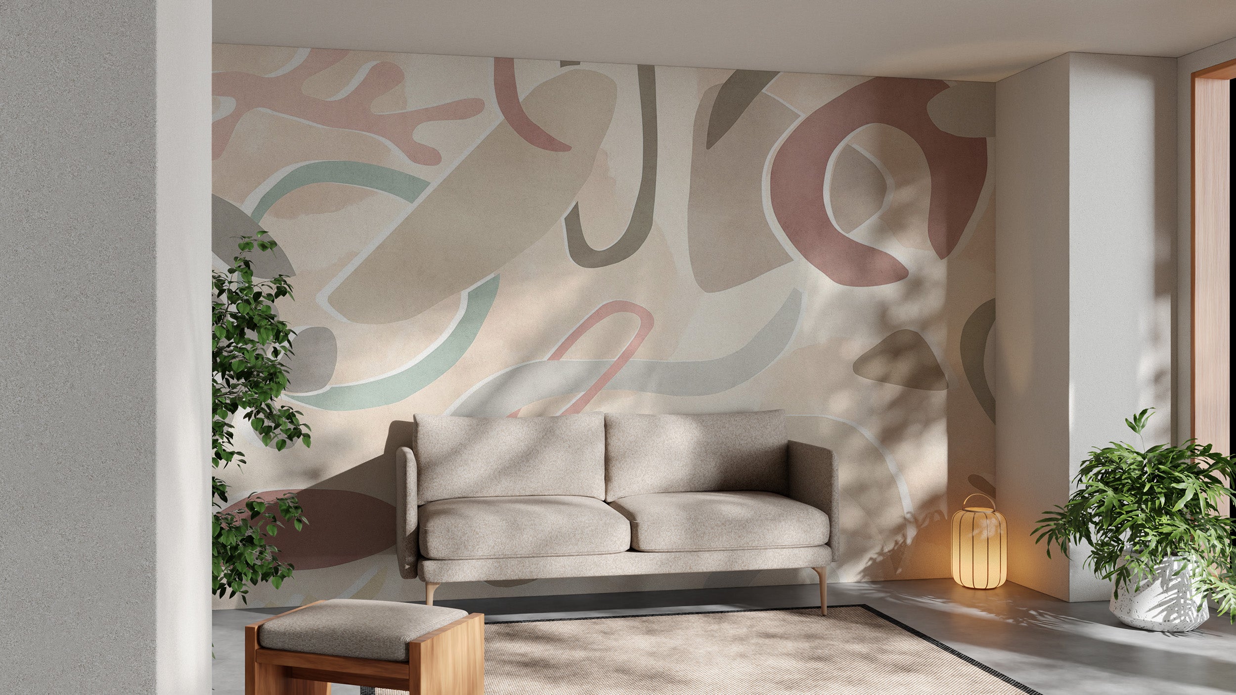 Contemporary pastel abstract wall mural
