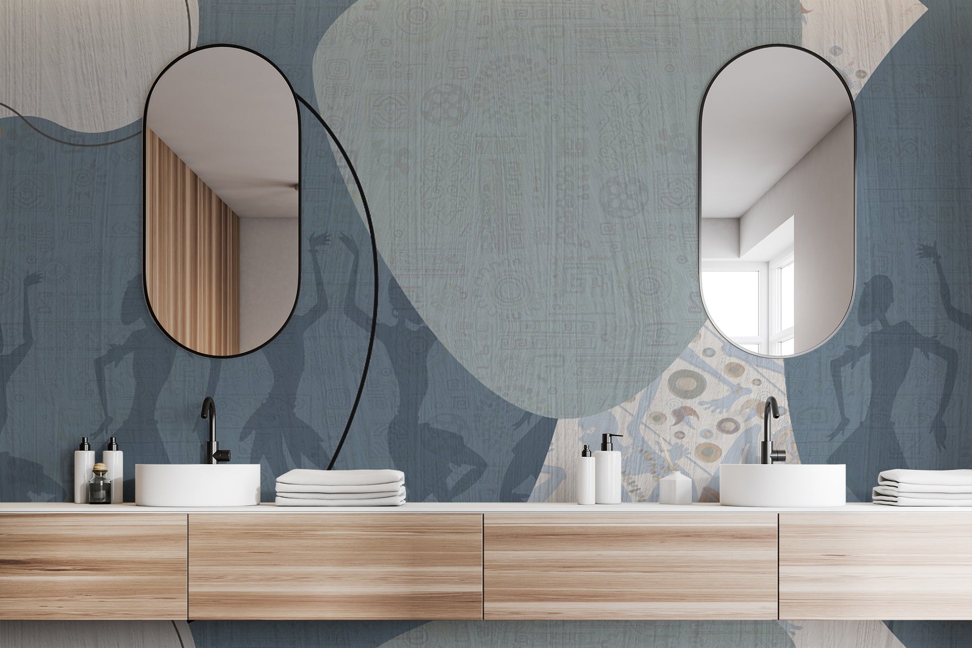 Contemporary tribal wallpaper with geometric shapes
