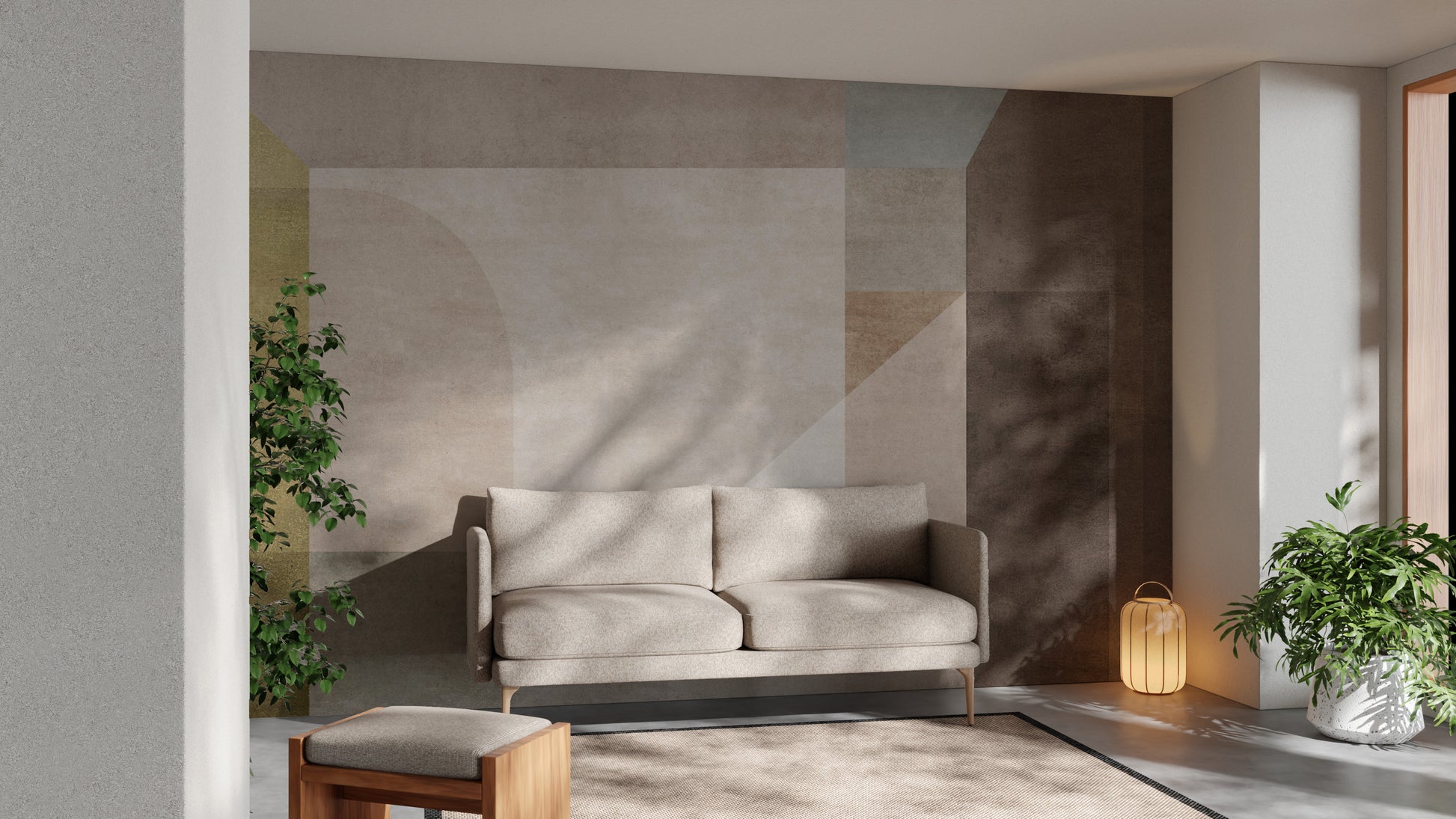 Minimalist geometric wallpaper with earthy hues
