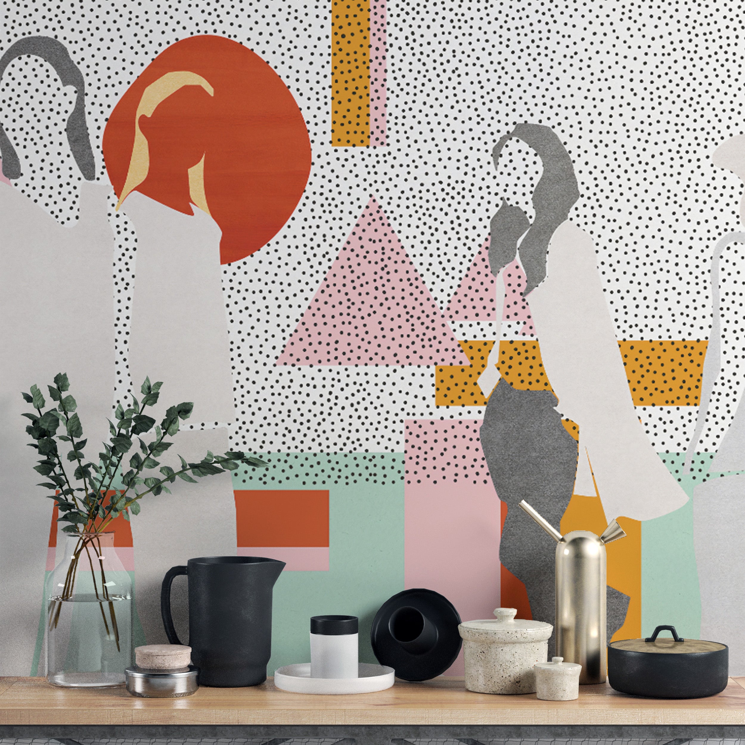 Artistic contemporary wallpaper with dynamic patterns
