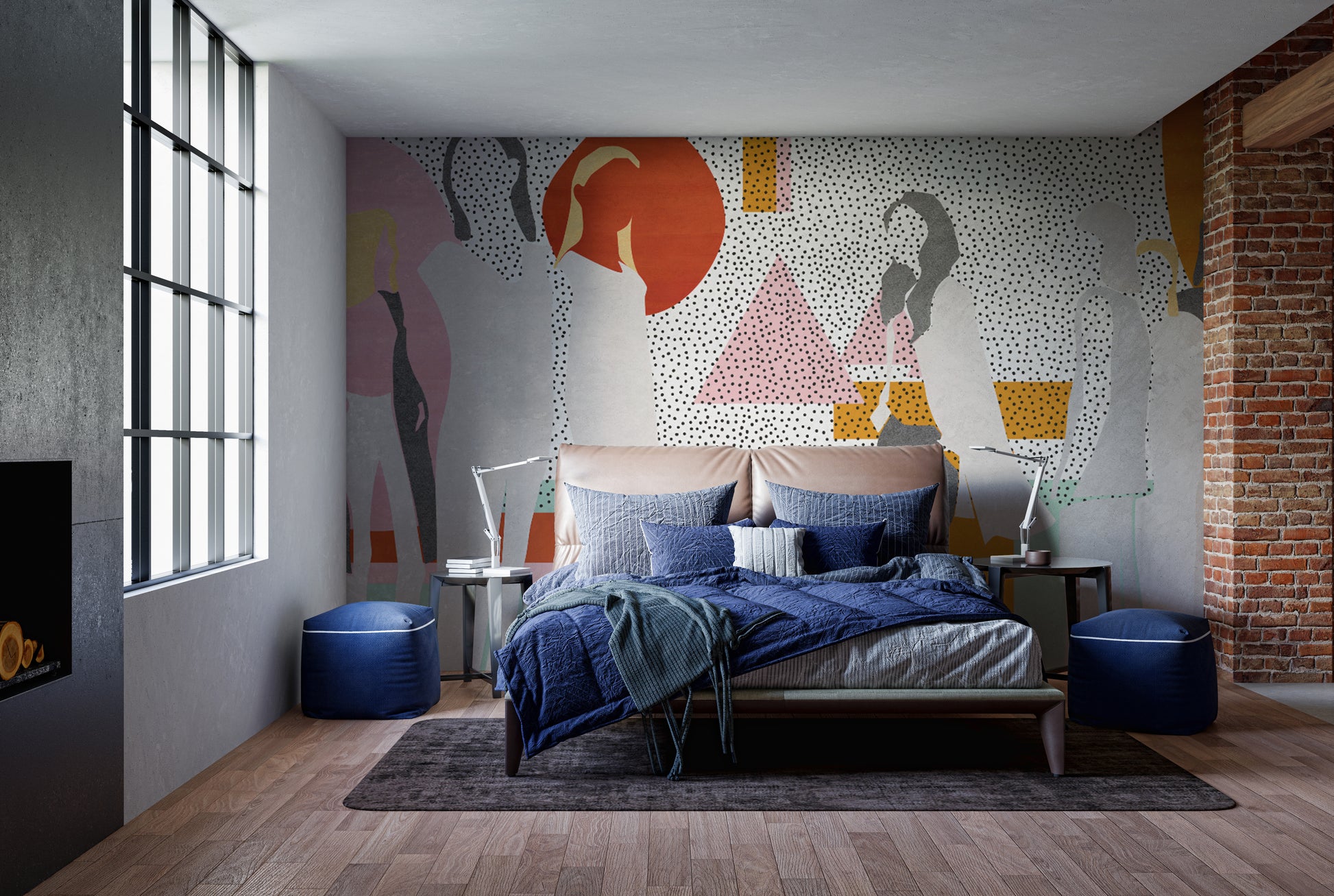 Colorful contemporary wallpaper with polka dots
