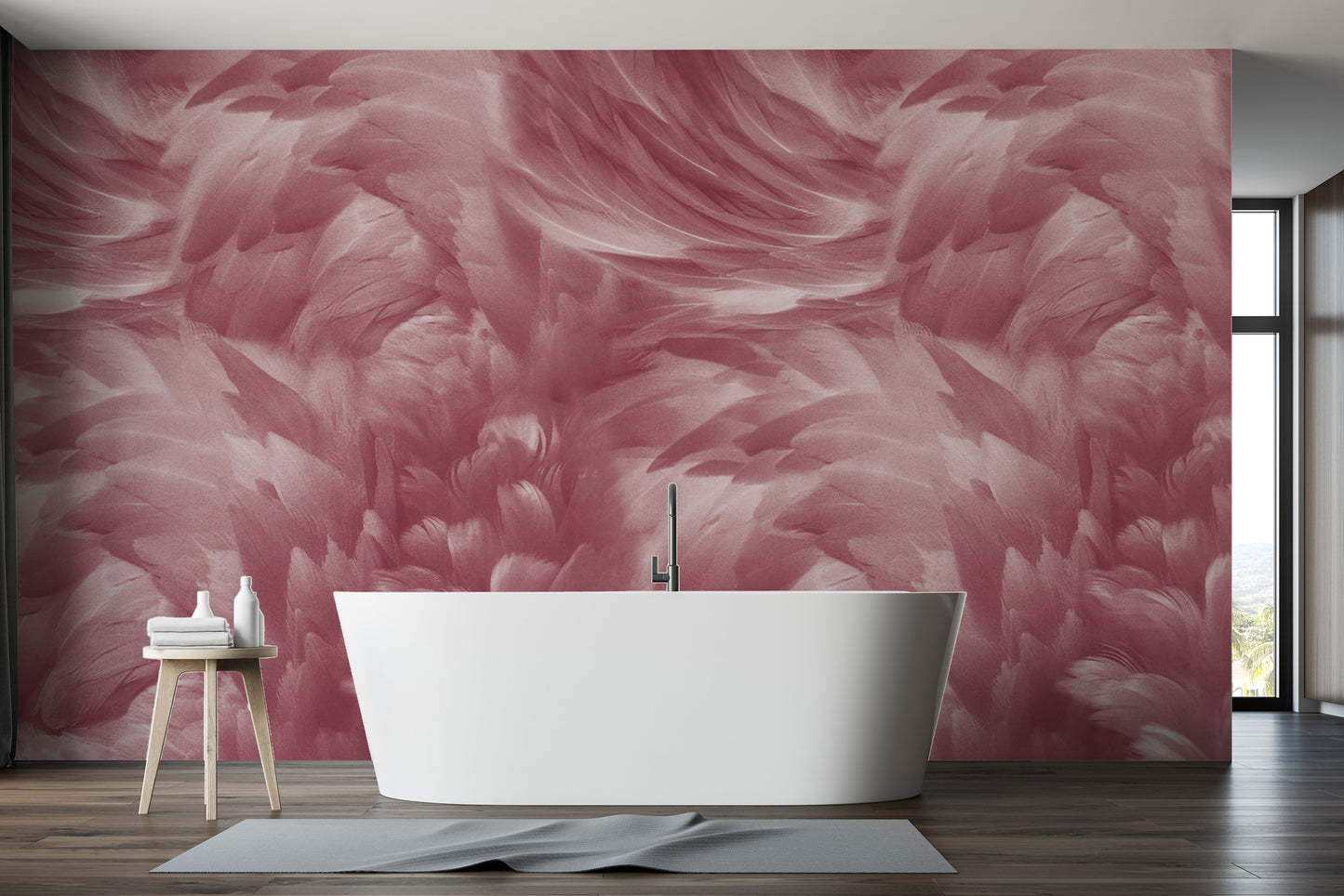 Luxury feather print wallpaper in blush
