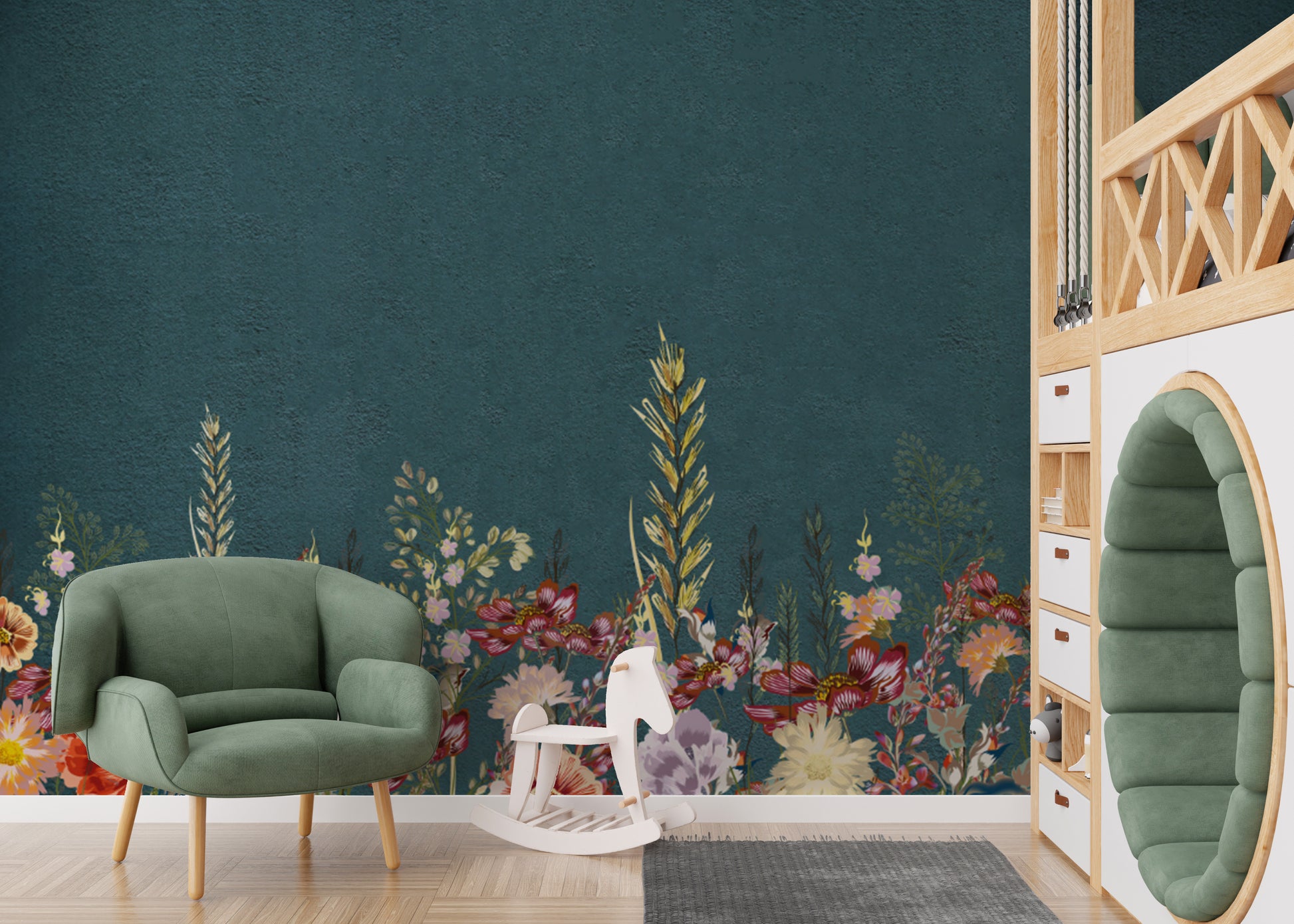 Botanical wildflower wallpaper for modern interiors
