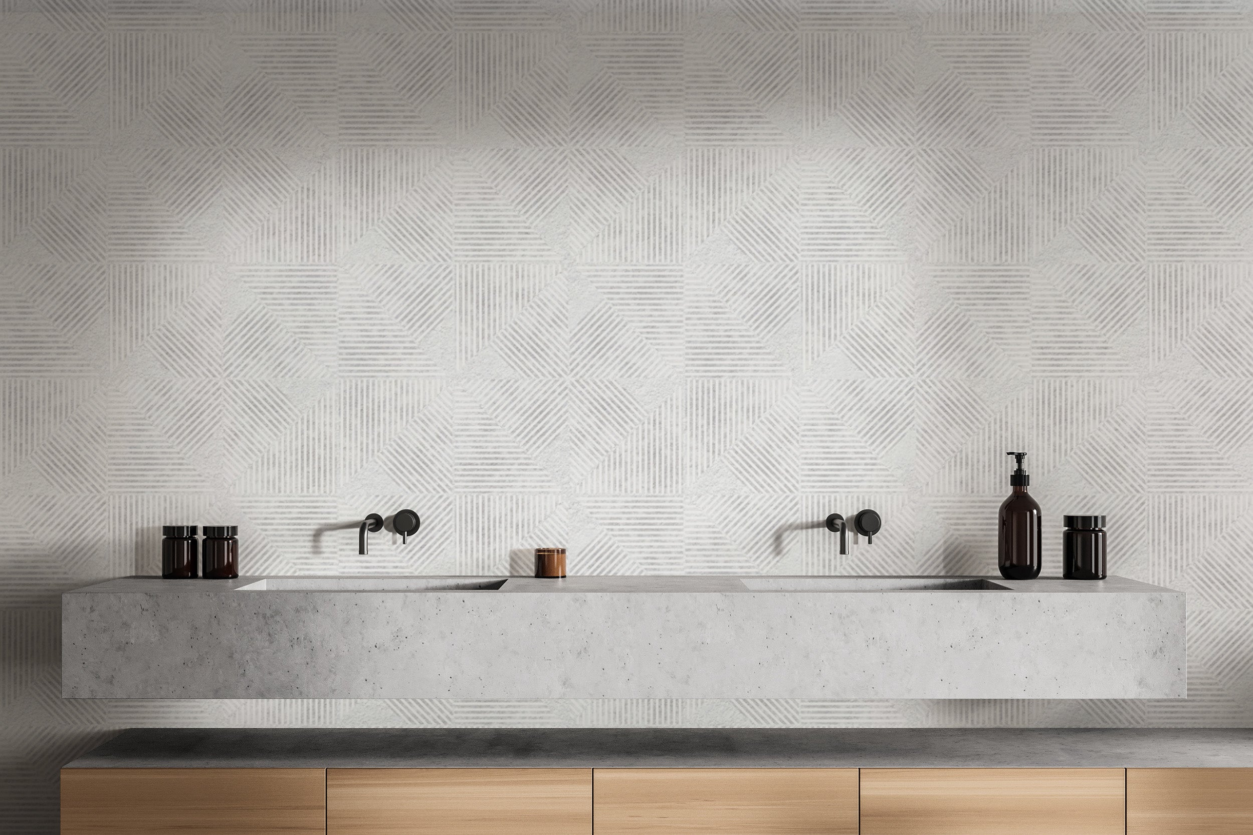 Contemporary grey wallpaper with geometric shapes
