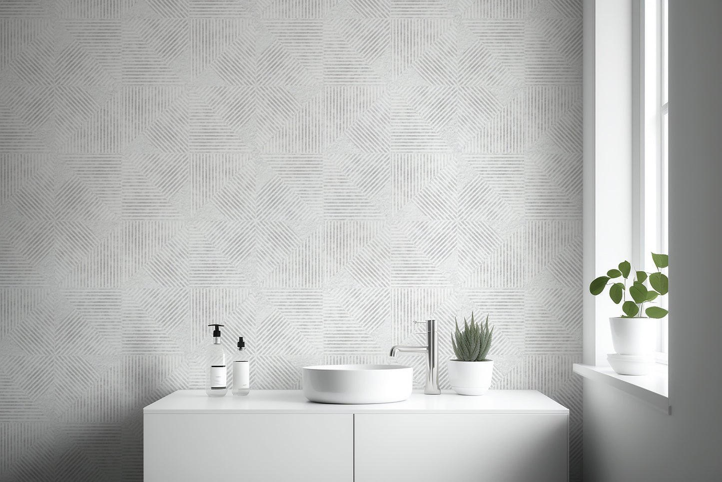 Abstract line pattern wallpaper in neutral tones
