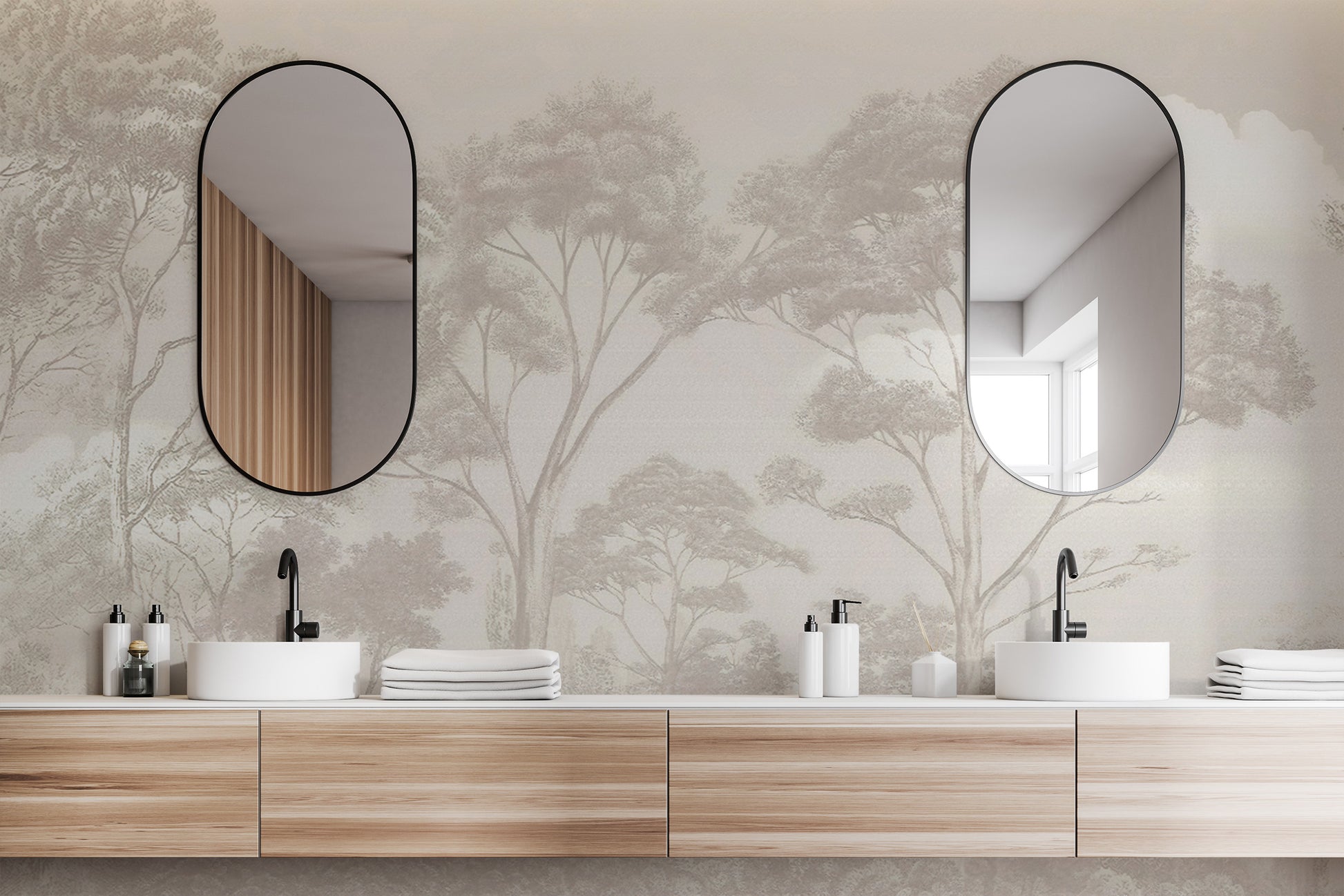 Neutral forest wallpaper for modern wall design
