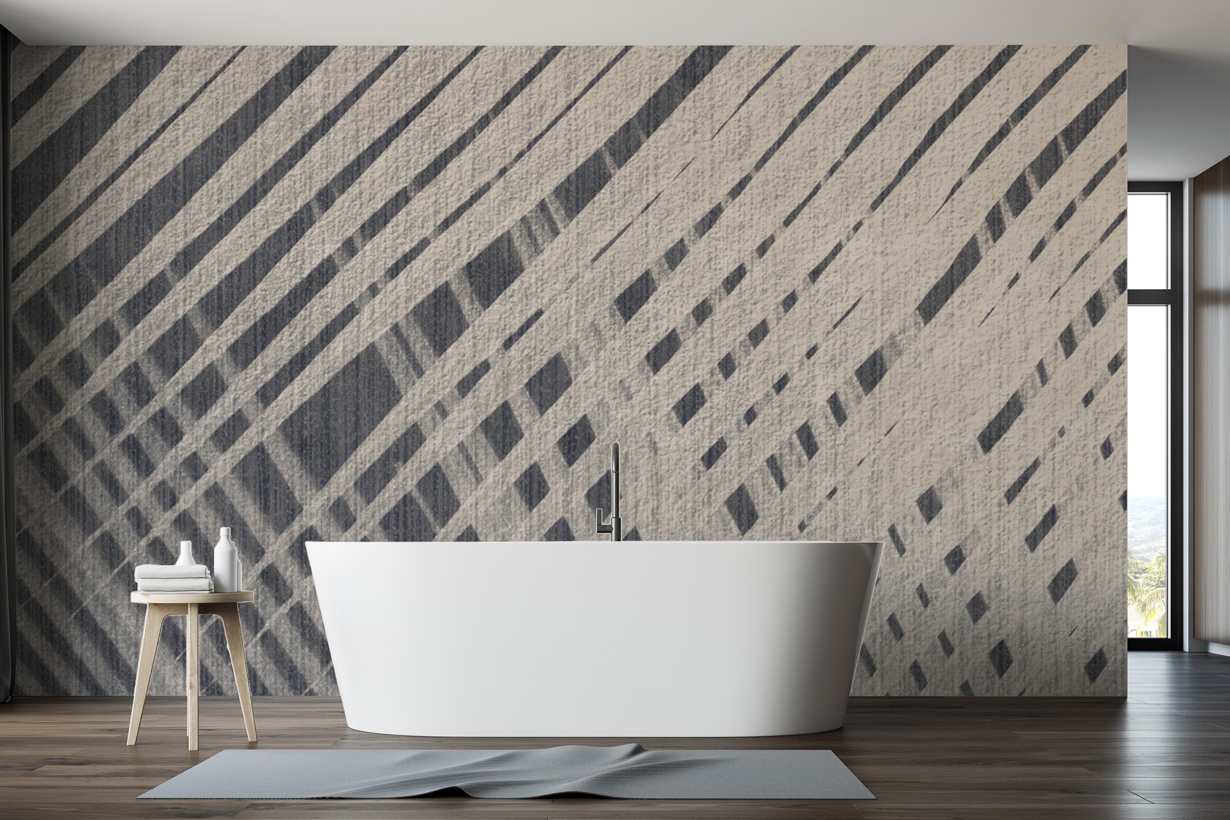 Contemporary geometric wallpaper for living room
