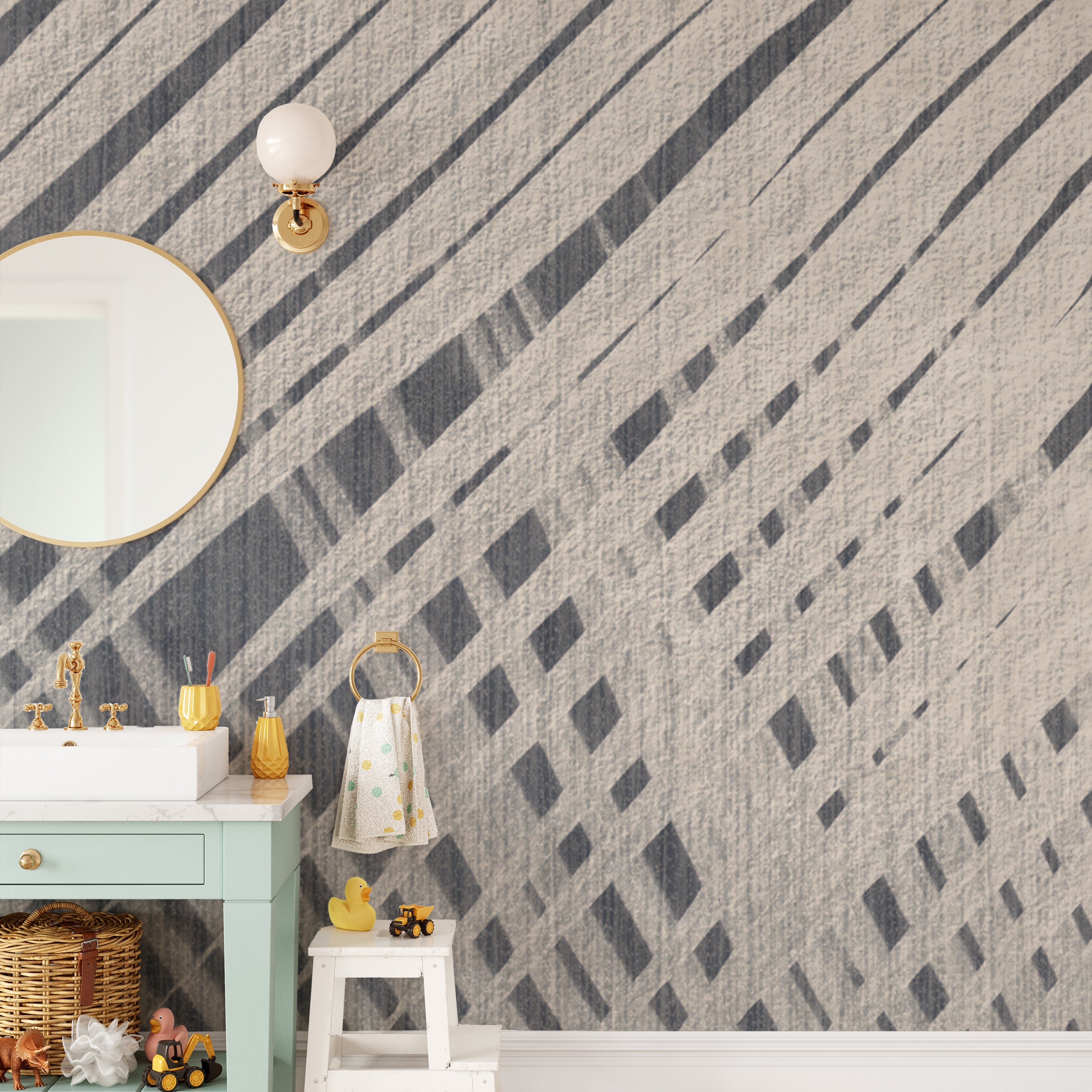 Abstract wall design with intersecting lines
