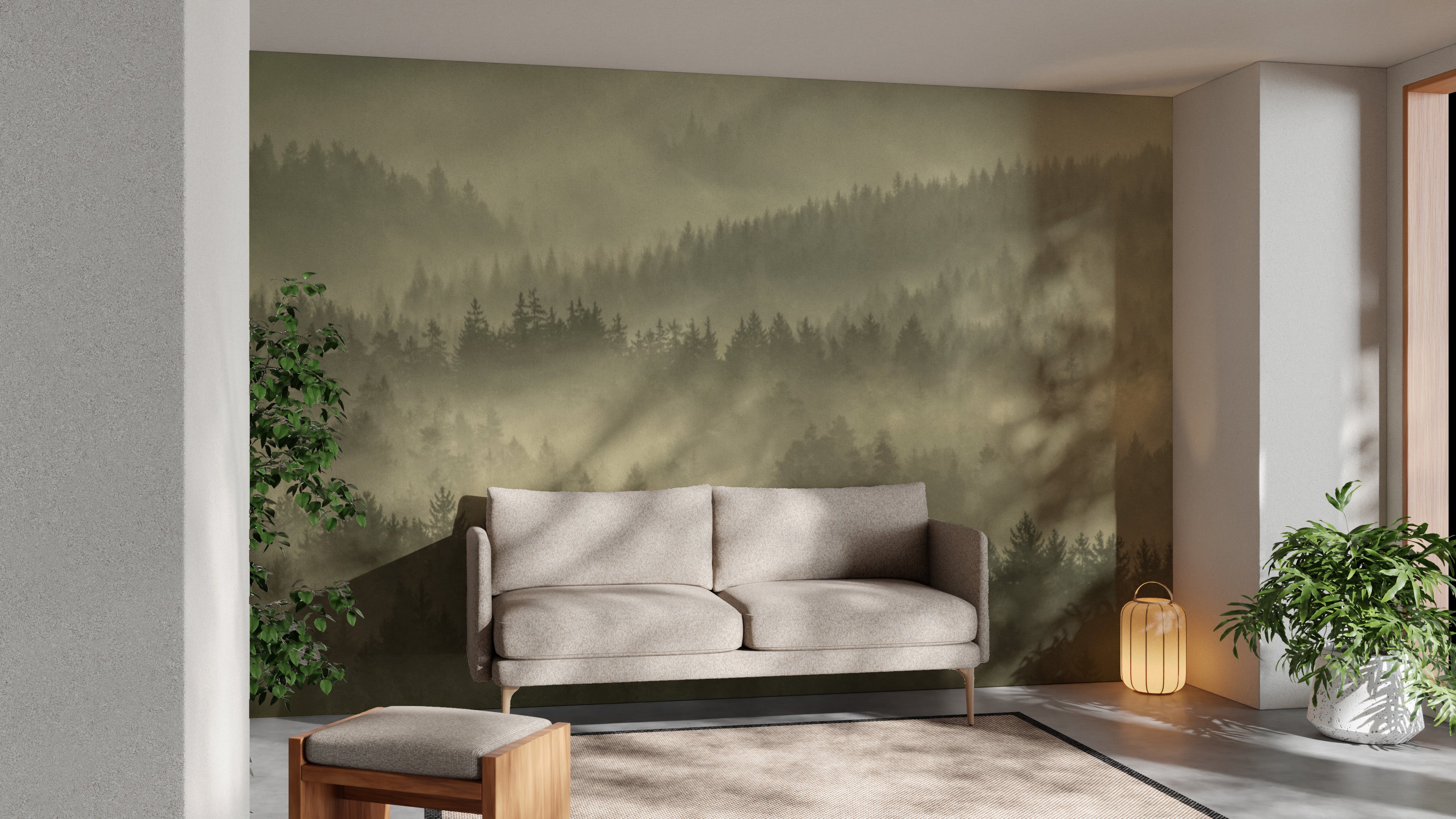 Serene forest landscape wallpaper for walls
