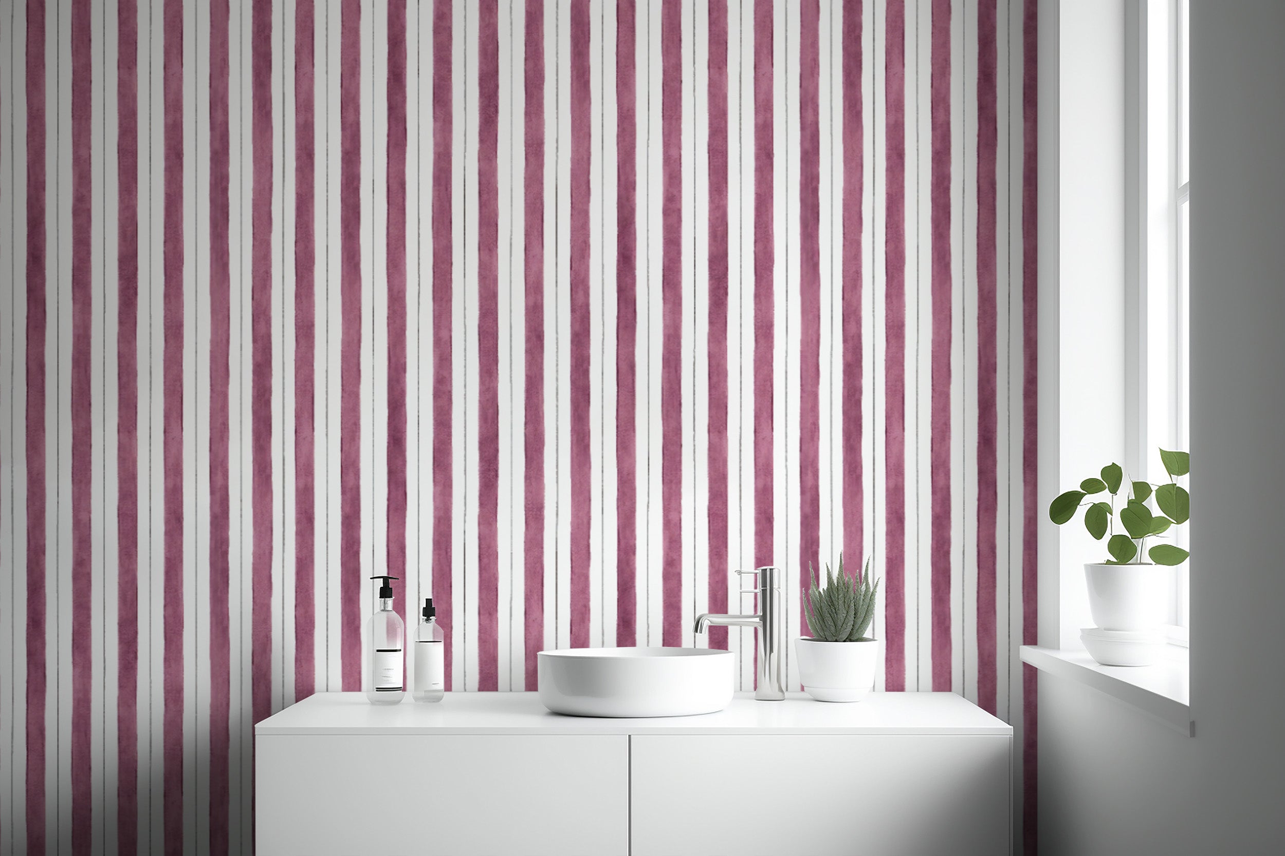 Minimalist Red Vertical Stripe Wallpaper
