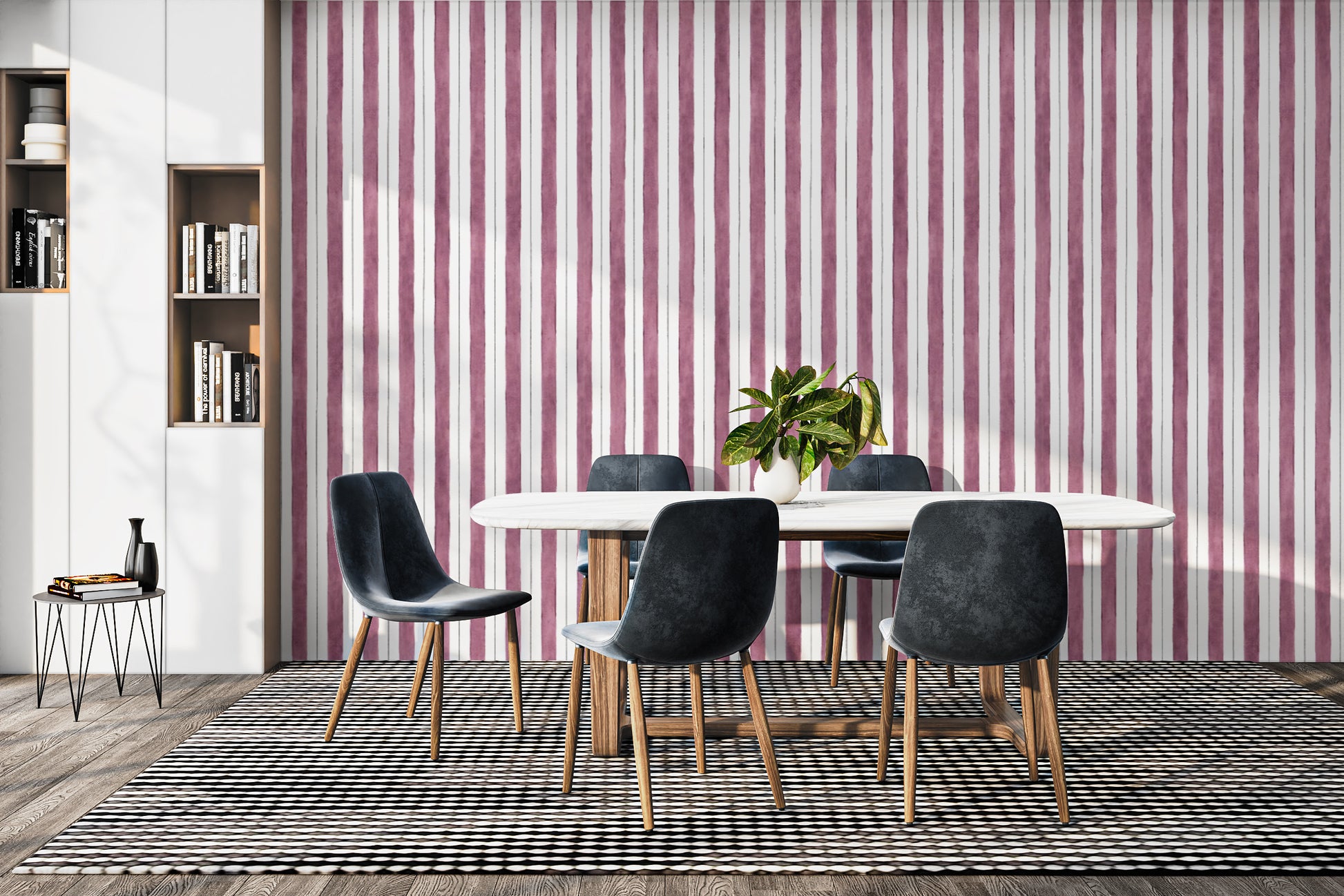 Maroon Bold Striped Wallpaper Design
