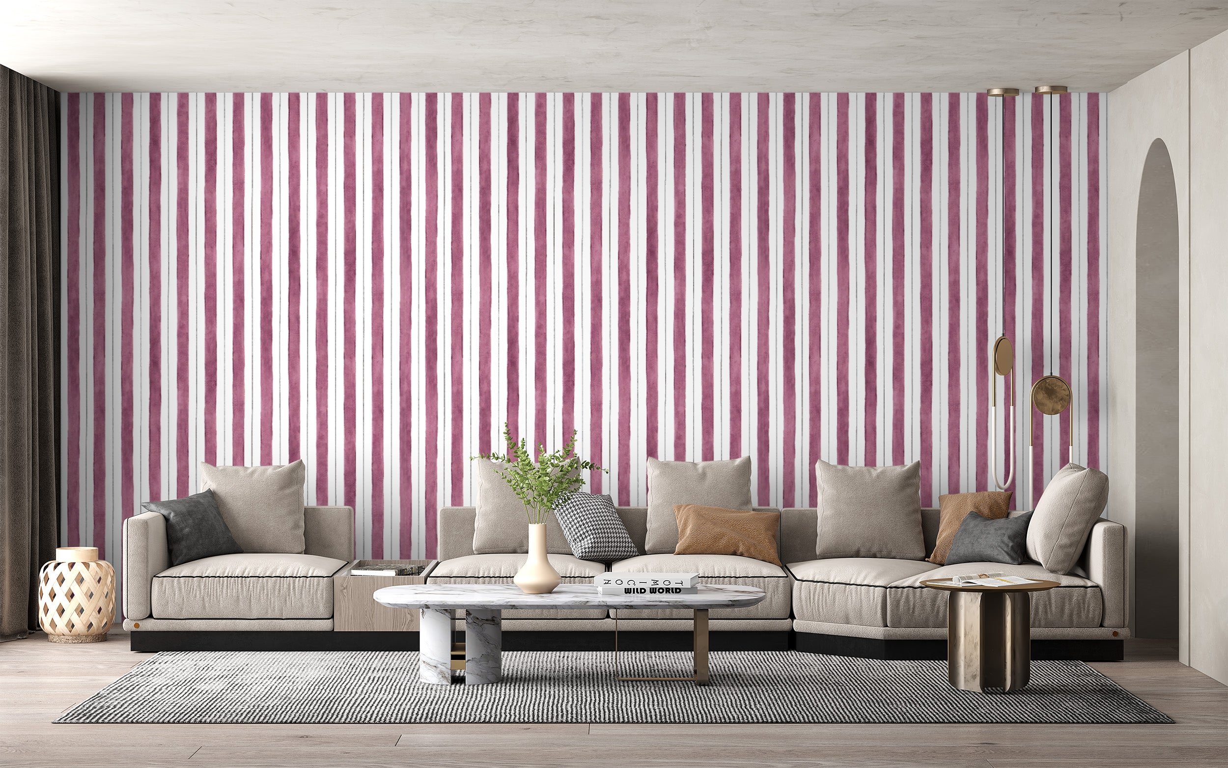 Red and White Striped Wall Covering
