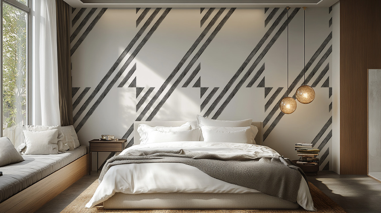 Modern geometric black and white wallpaper design
