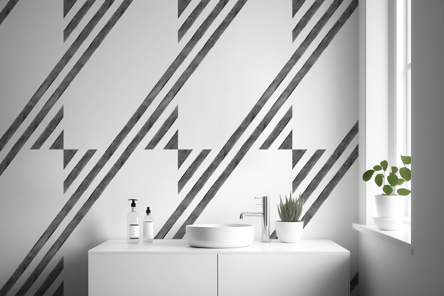 Monochrome black and white geometric wallpaper
