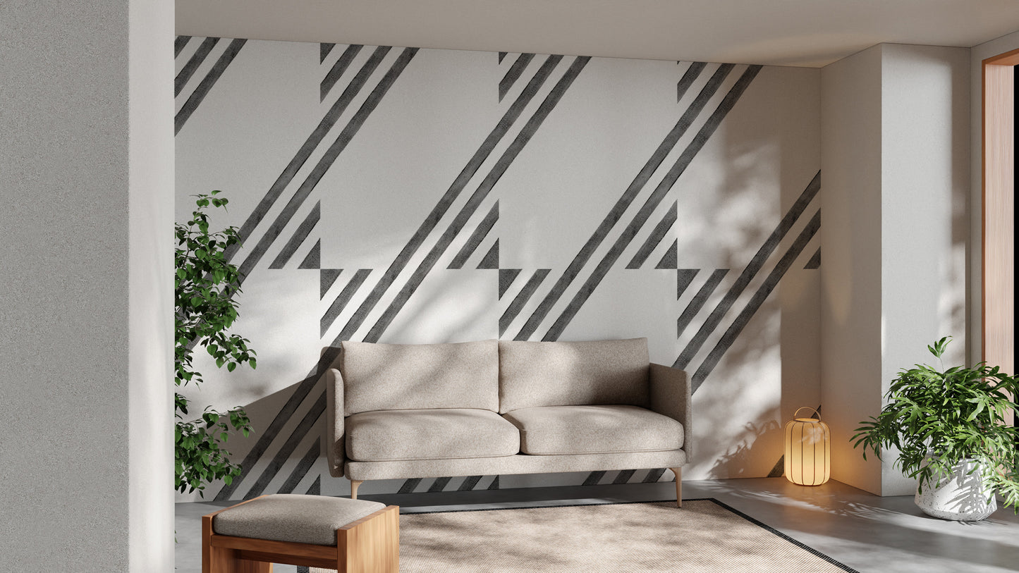 Stylish black and white geometric wall design
