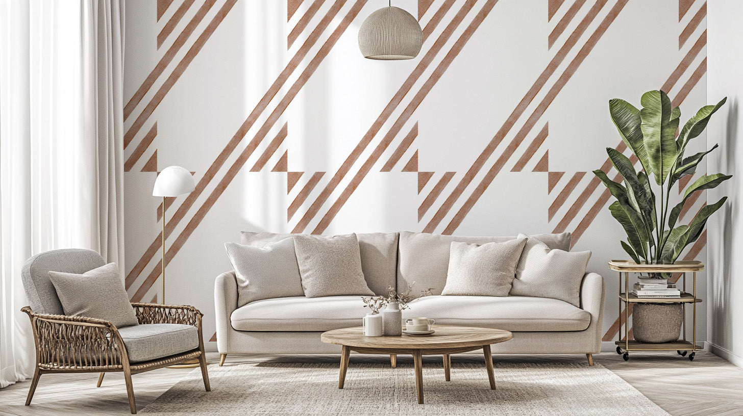 Minimalist terracotta diagonal wall covering
