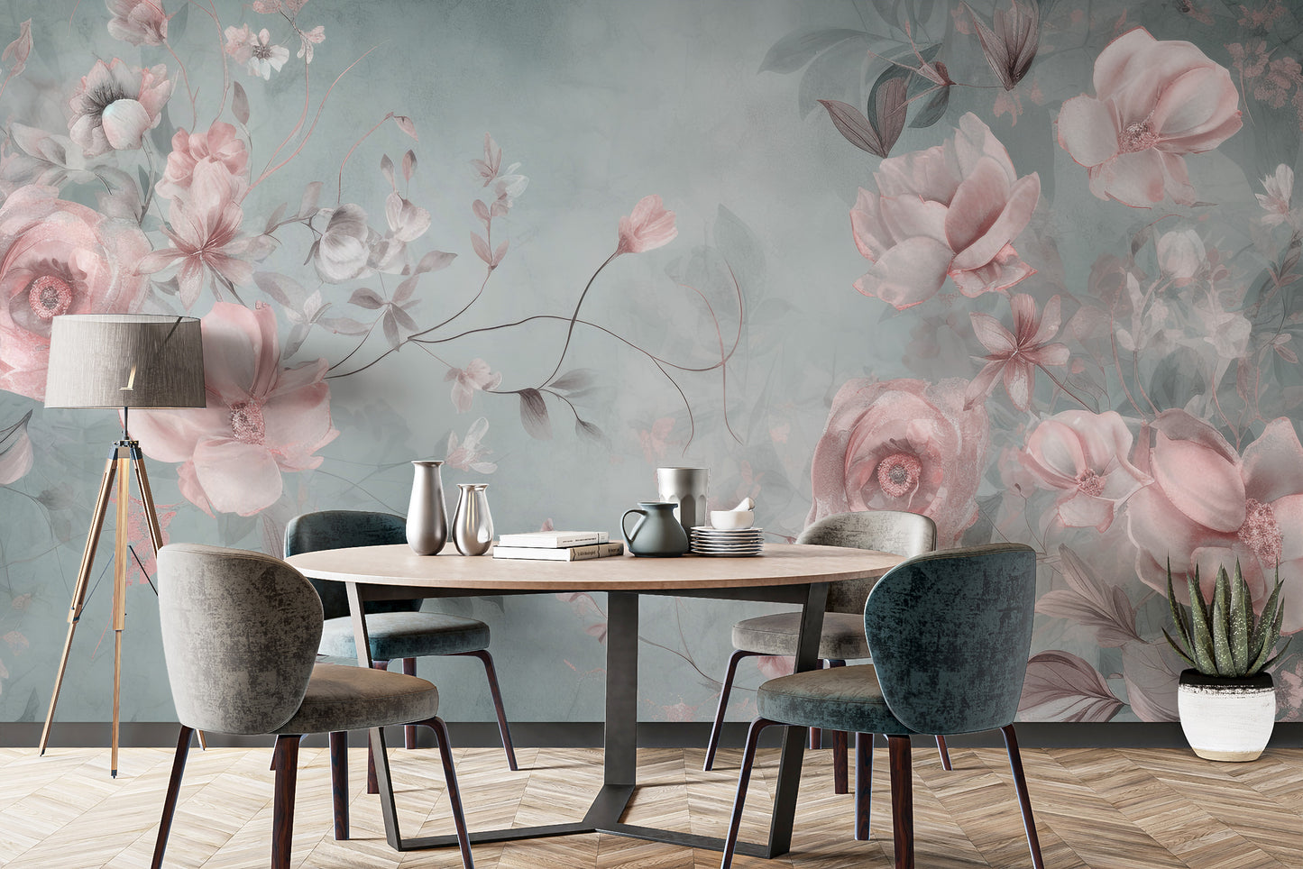 Delicate Blooming Pink Flower Mural