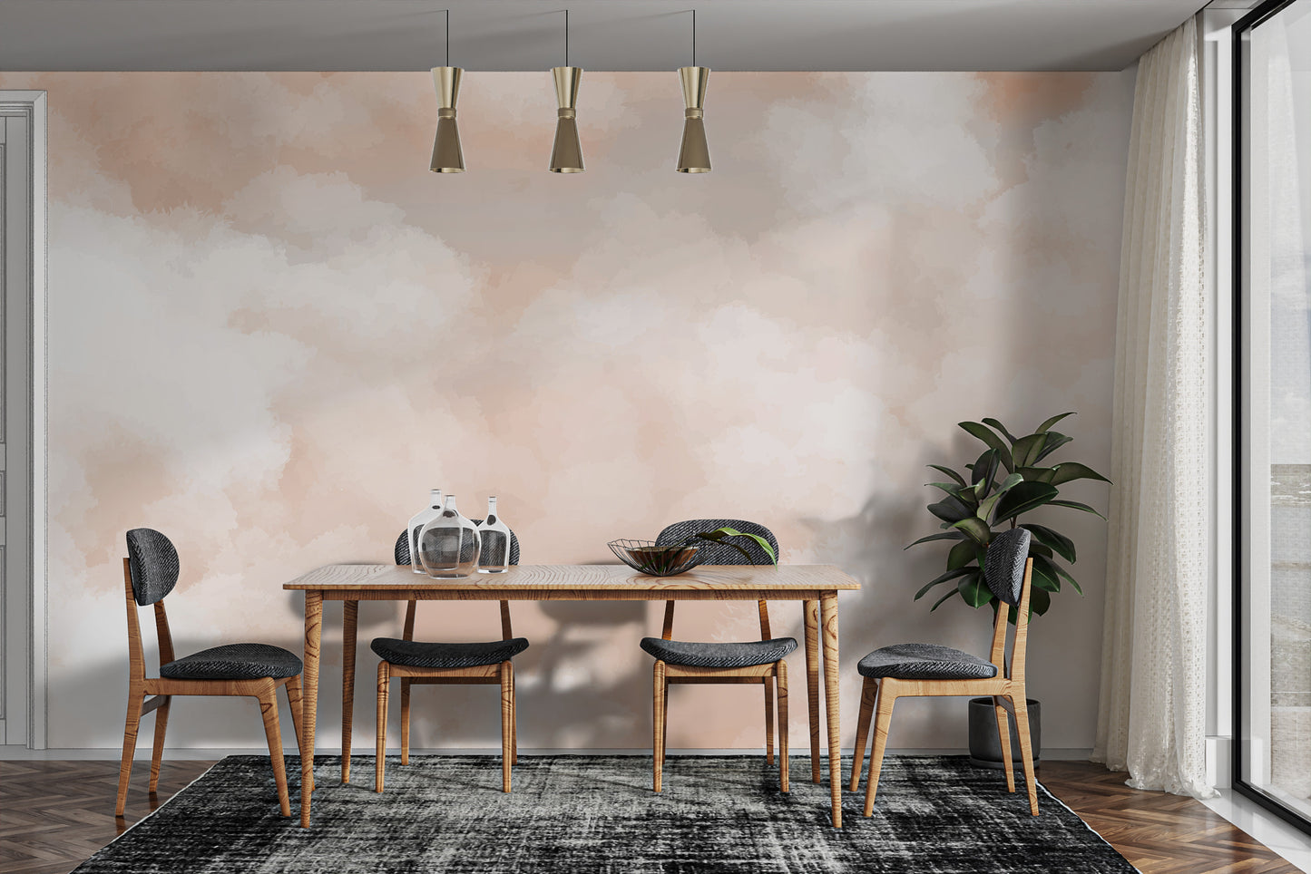 Minimal peach tones wall mural art