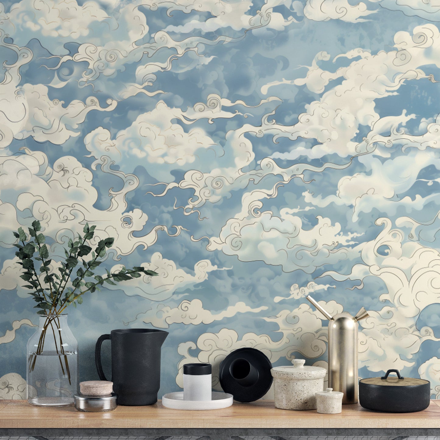 Light and airy cloud-inspired wallpaper decor