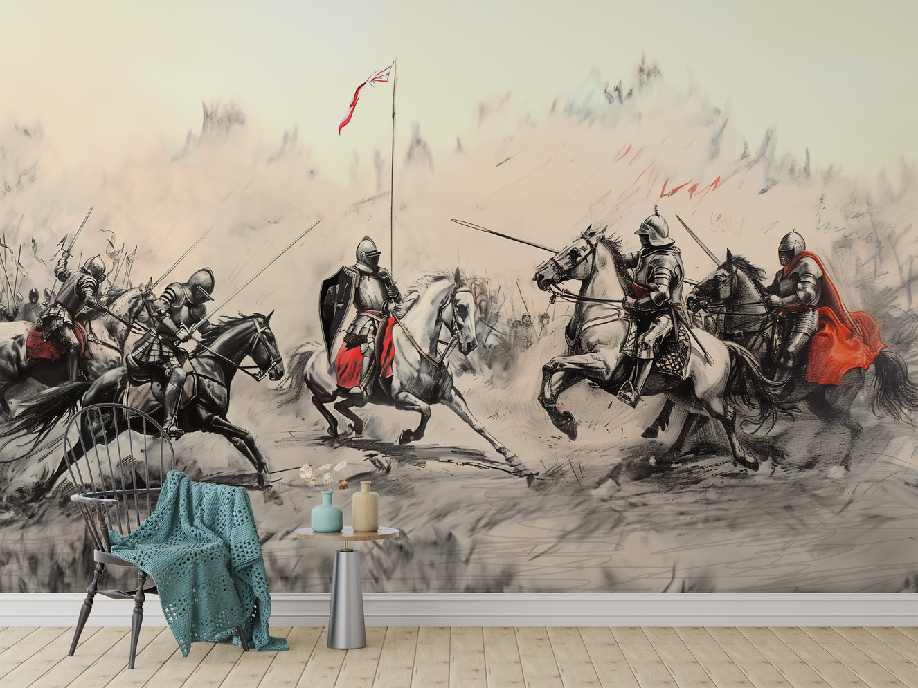 Historic clash of knights wallpaper for interiors