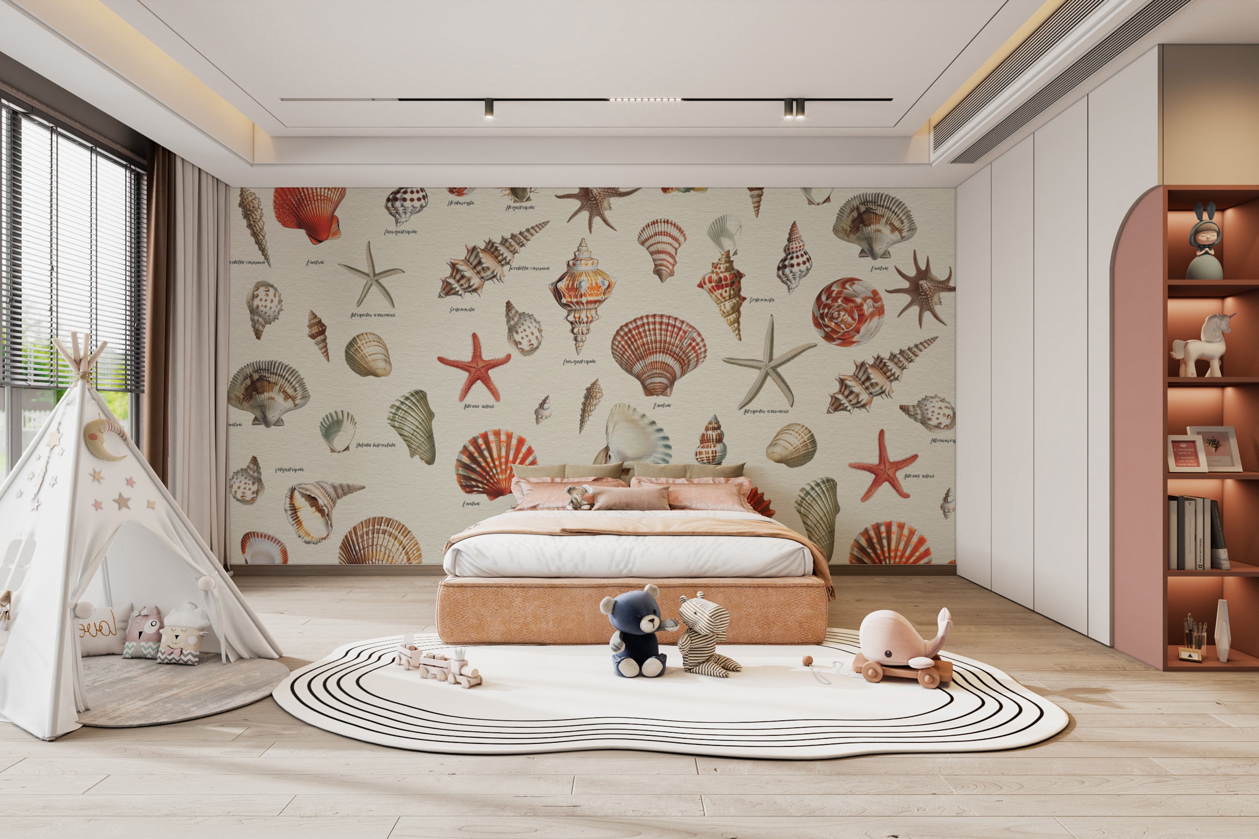 Seashell patterns coastal-inspired wallpaper design