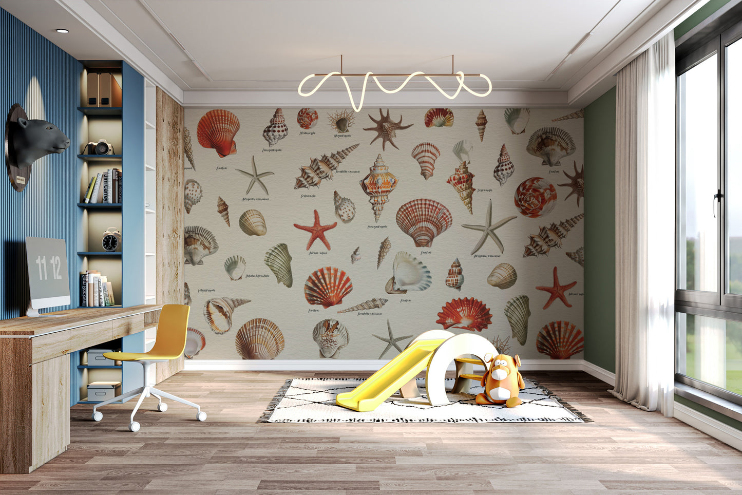 Ocean-inspired seashell design mural wallpaper