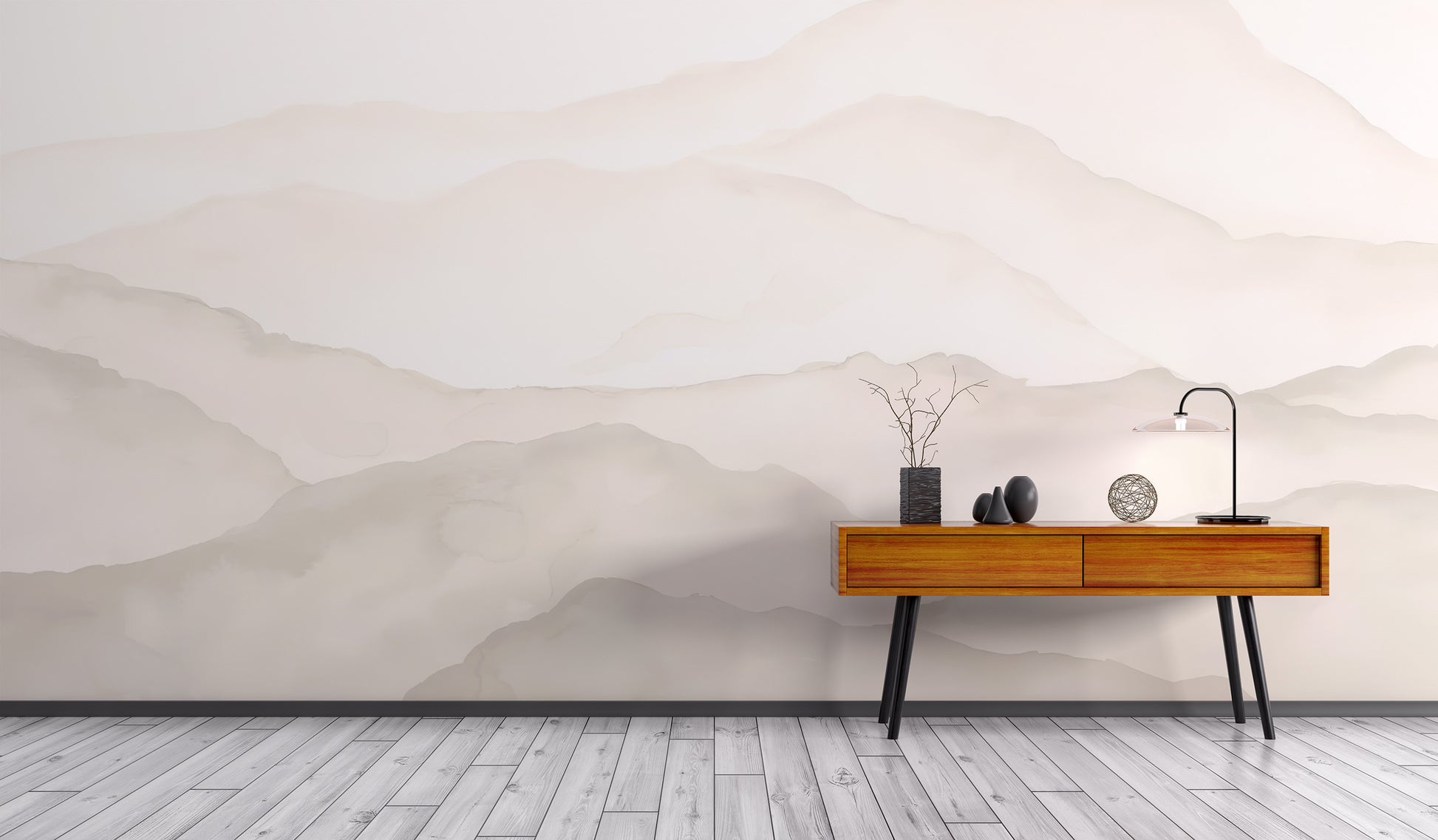 Decorative beige mountain wall art for interiors