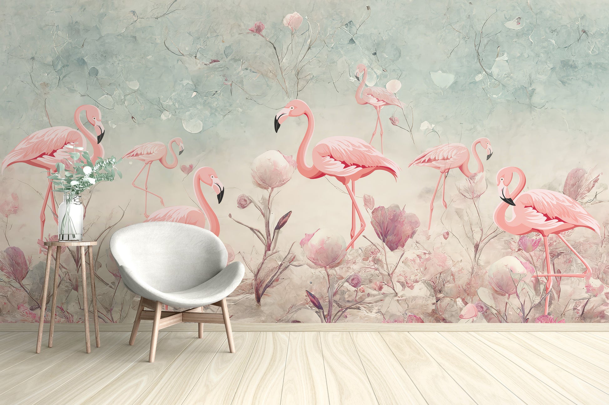 Elegant Flamingo Fantasy Wall Mural
