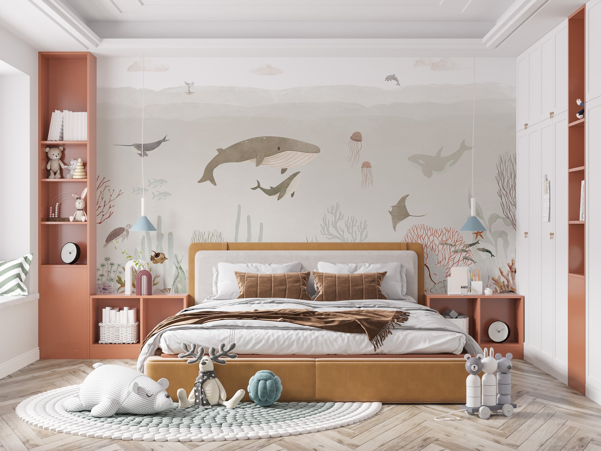 Gentle sea brown wallpaper for toddlers spaces