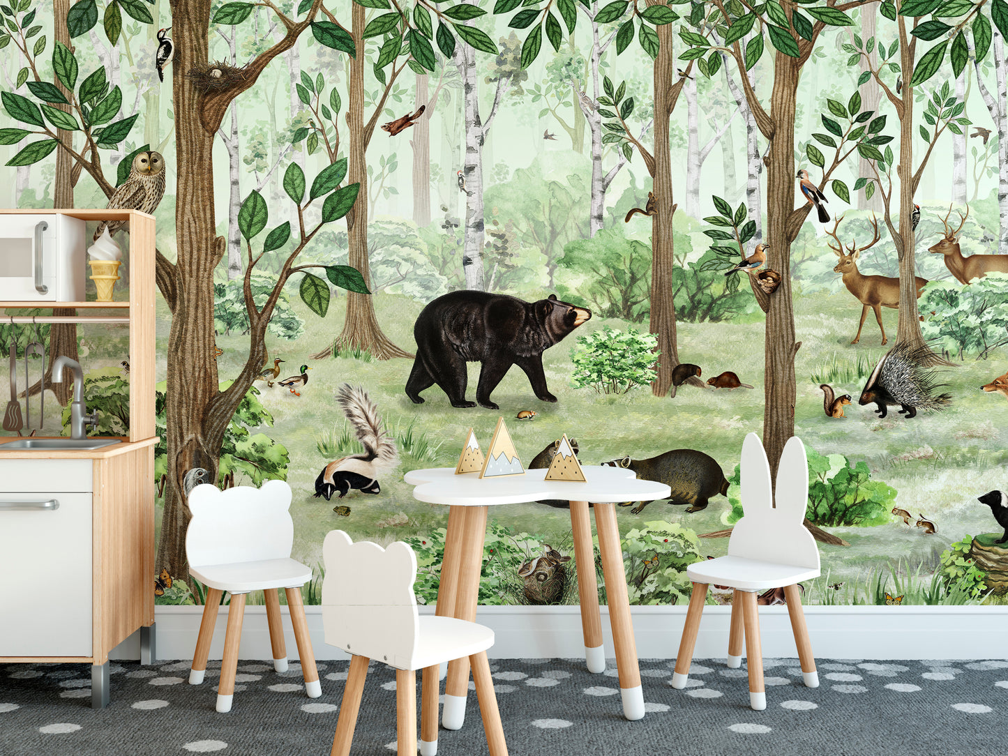 Forest Lookbook wallpaper murals featuring woodland animals