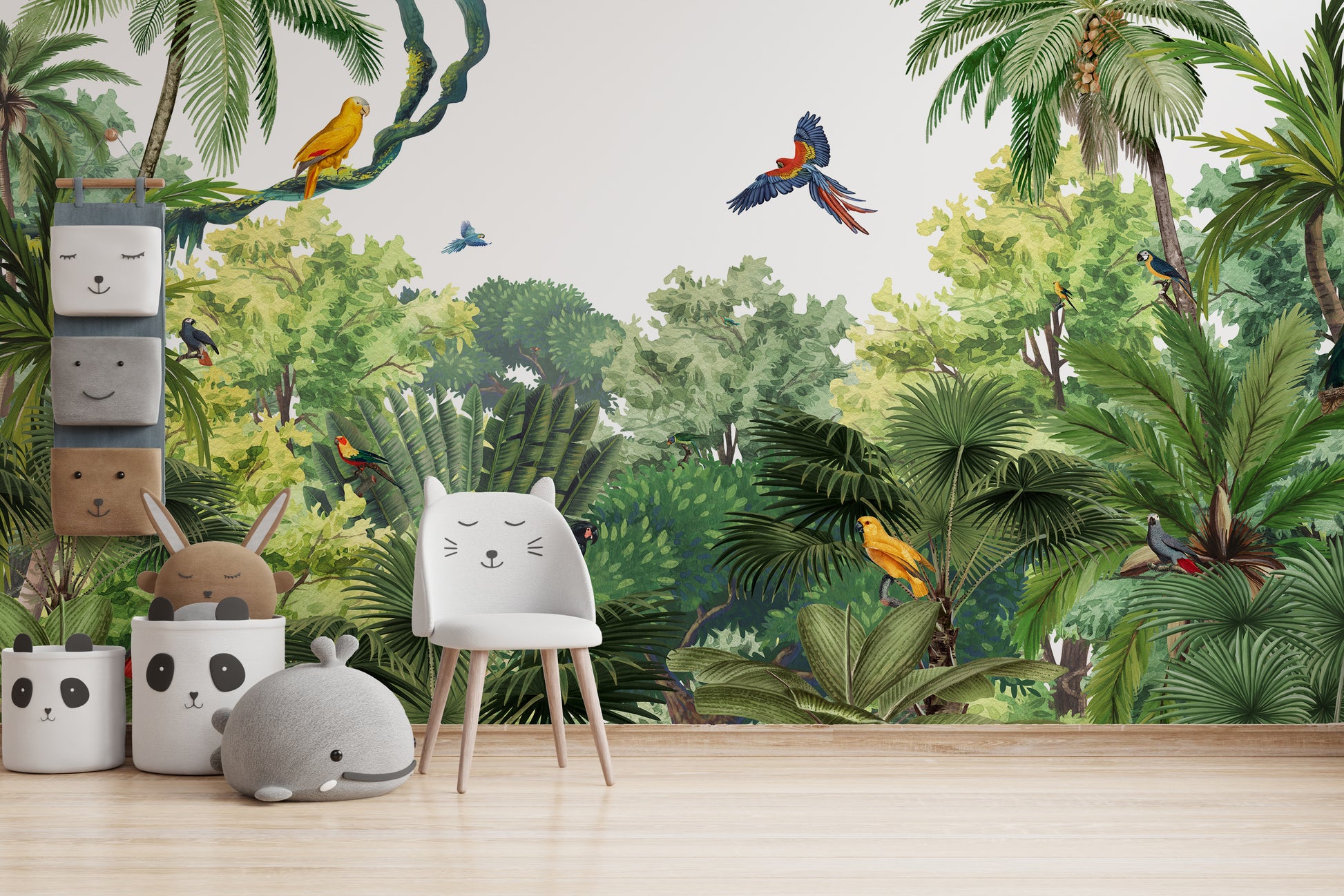 Tropical jungle wallpaper murals showcasing dense greenery