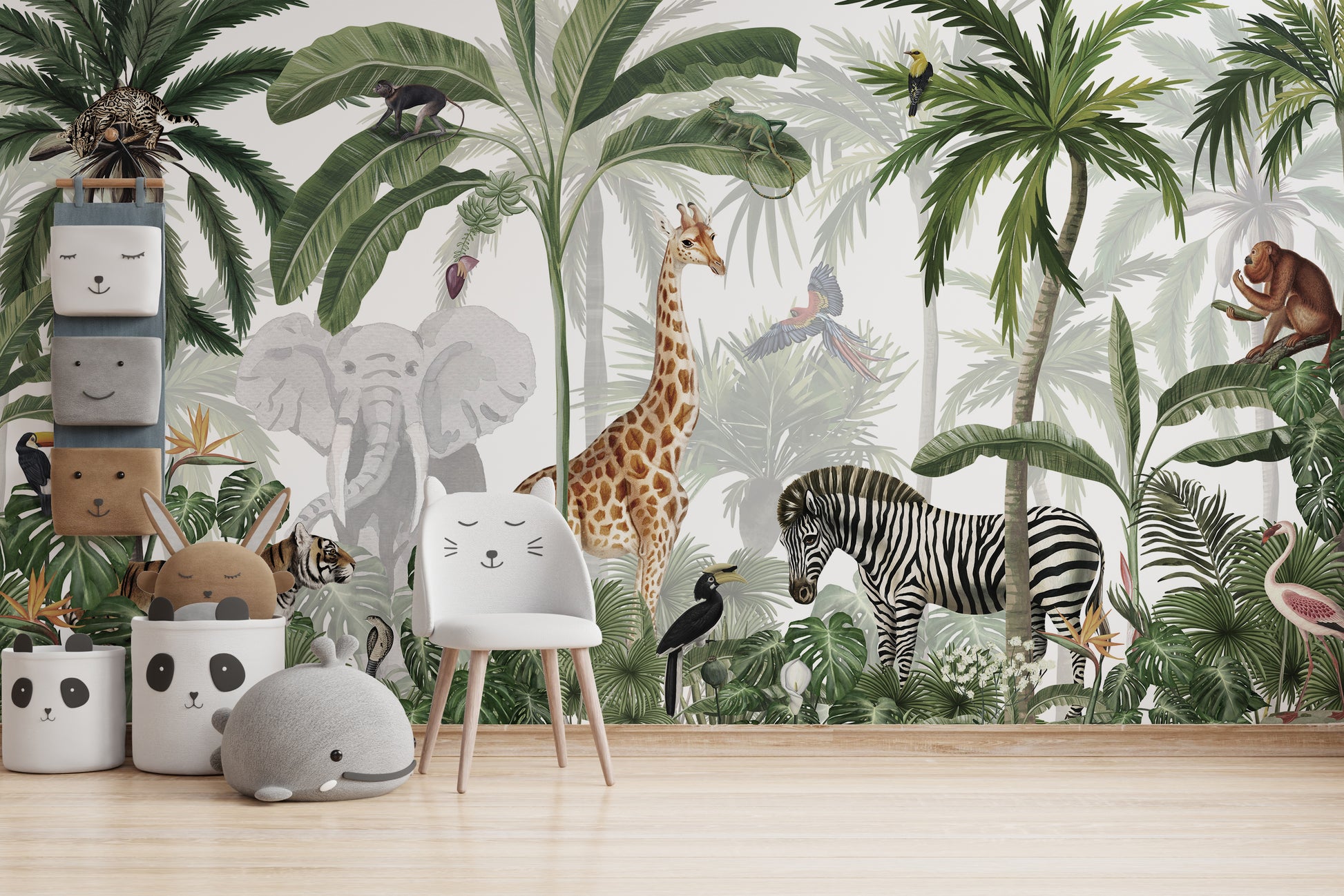 Tropical wildlife and lush greenery Jungle Jive wallpaper