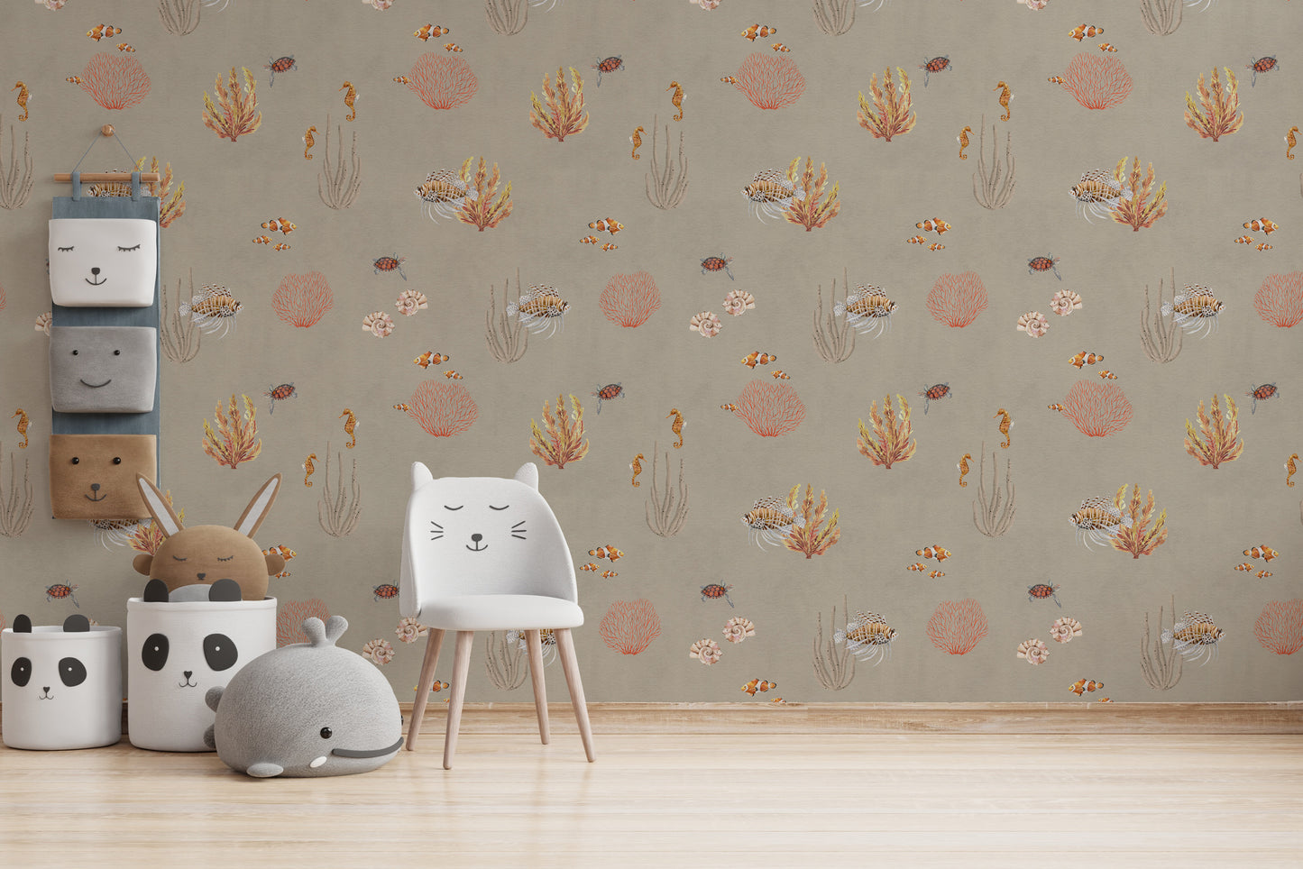 Brown Oceanic Wonders Wallpaper Mural