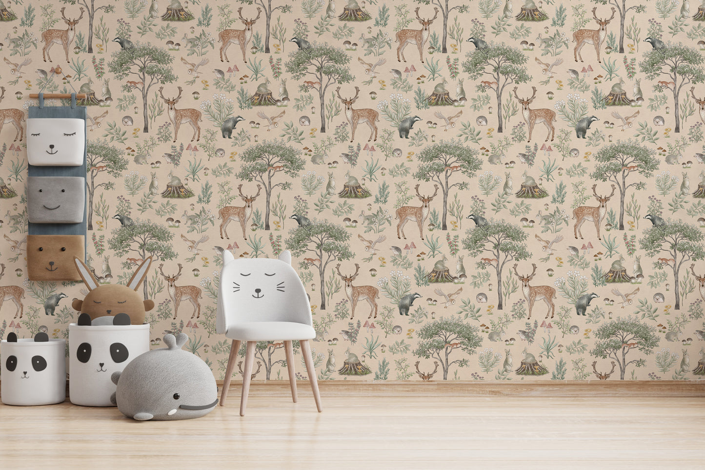 Warm Beige Wildlife Wallpaper