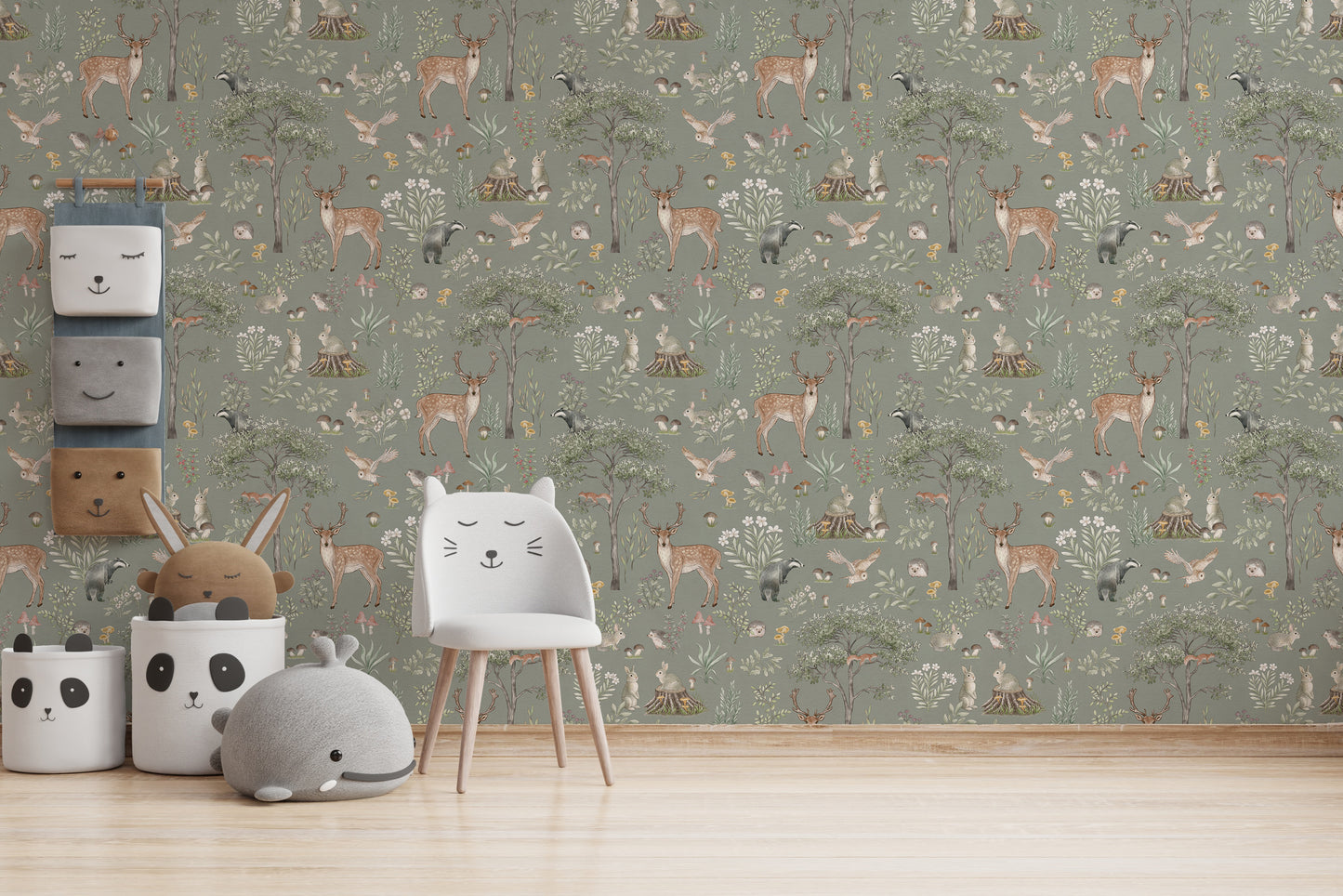 Sage Green Wildlife Wallpaper