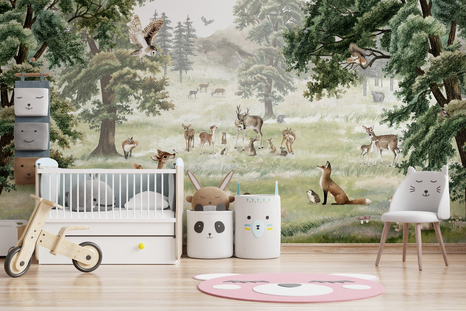 Woodland wallpaper murals for kids with fun forest design