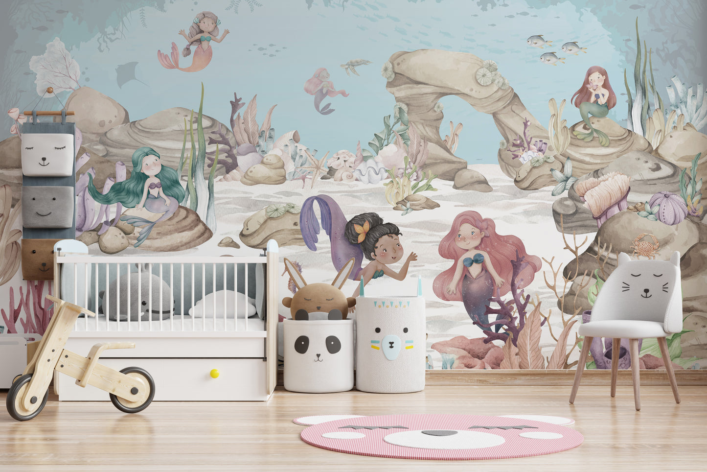 Mermaid Miracles Girls Room Mural - Giffywalls