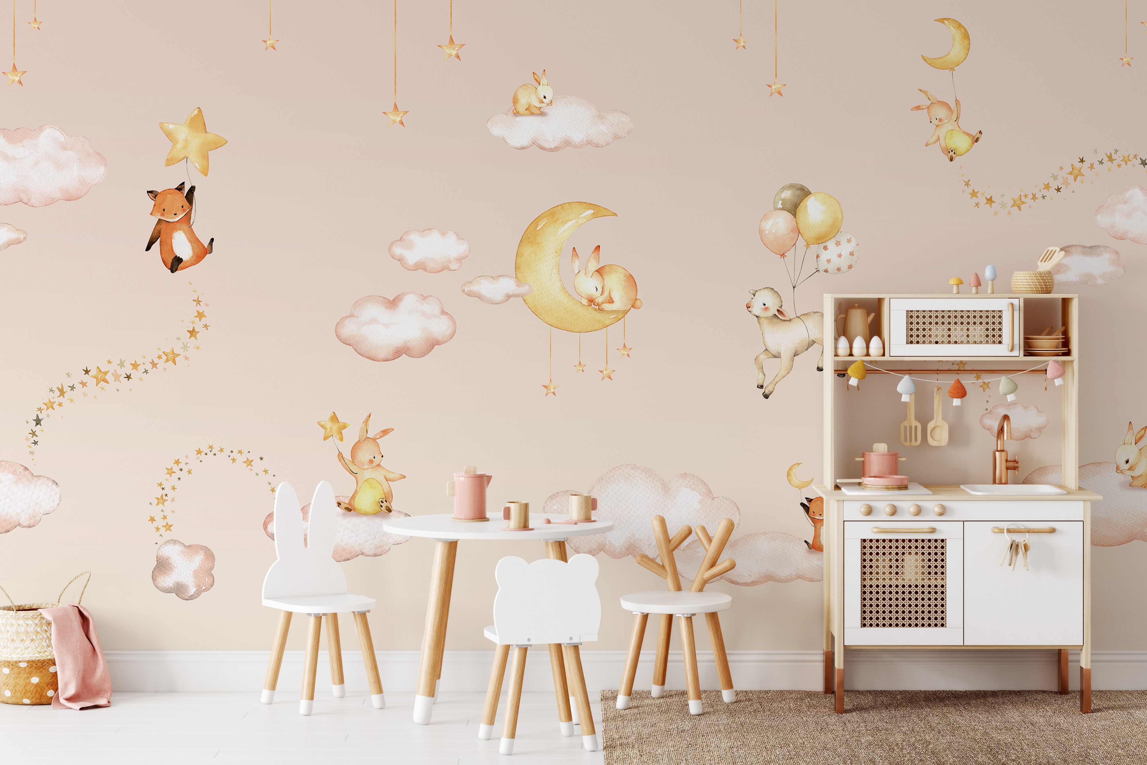 Pink Sweet dreams wallpaper for kids room - Giffywalls