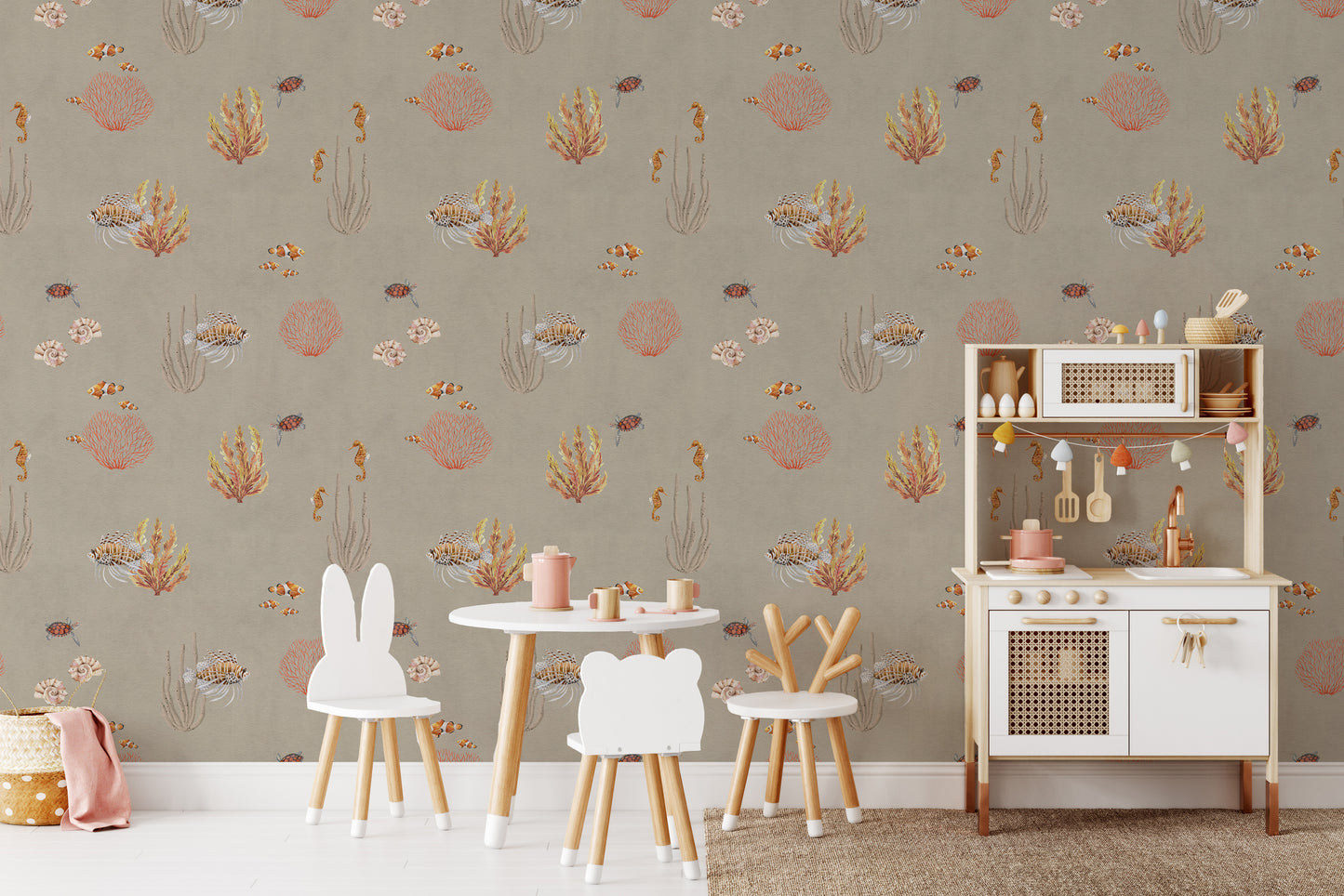 Brown Oceanic Wonders Wallpaper Mural