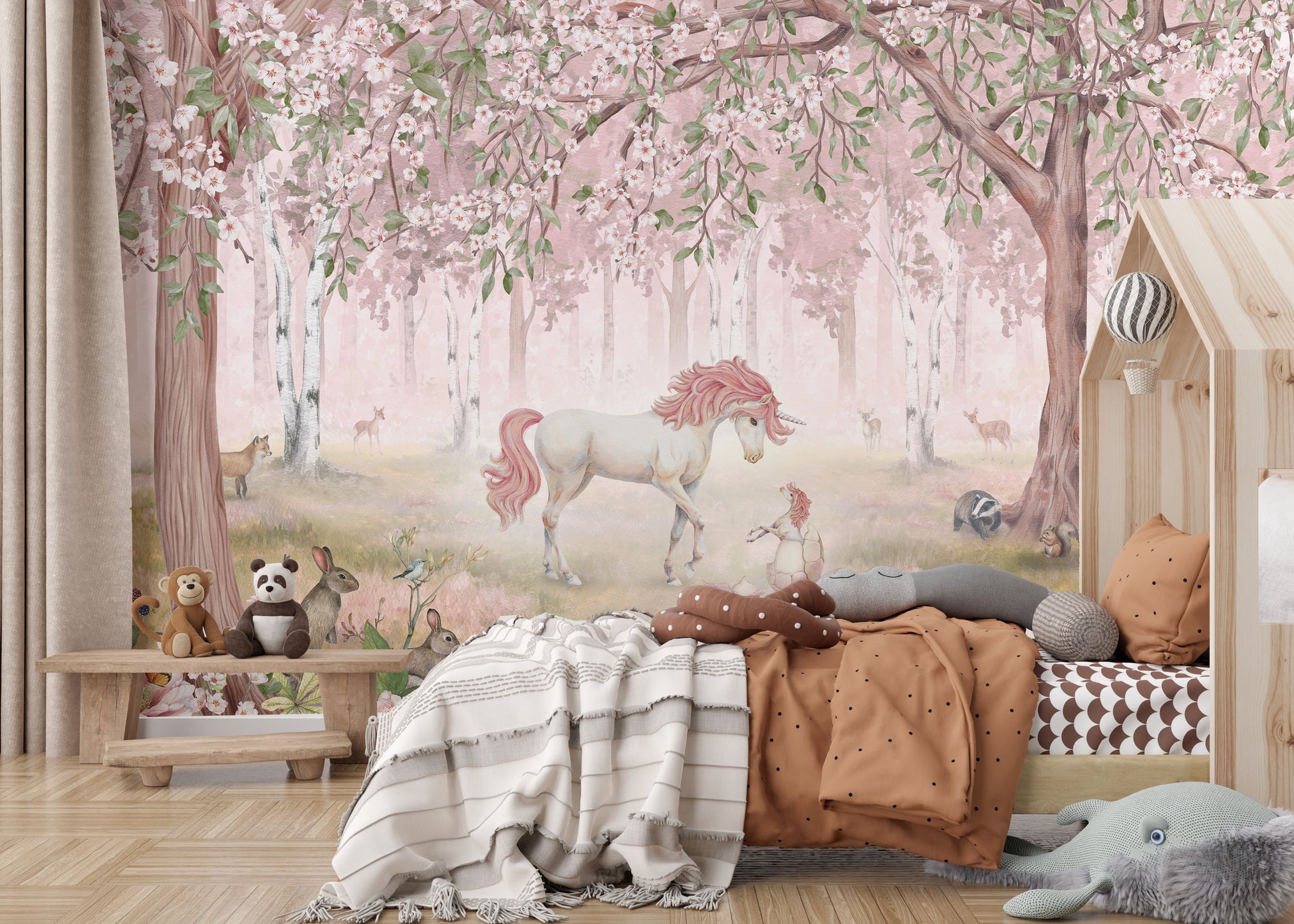 Unicorn Forest Pink Wallpaper Mural
