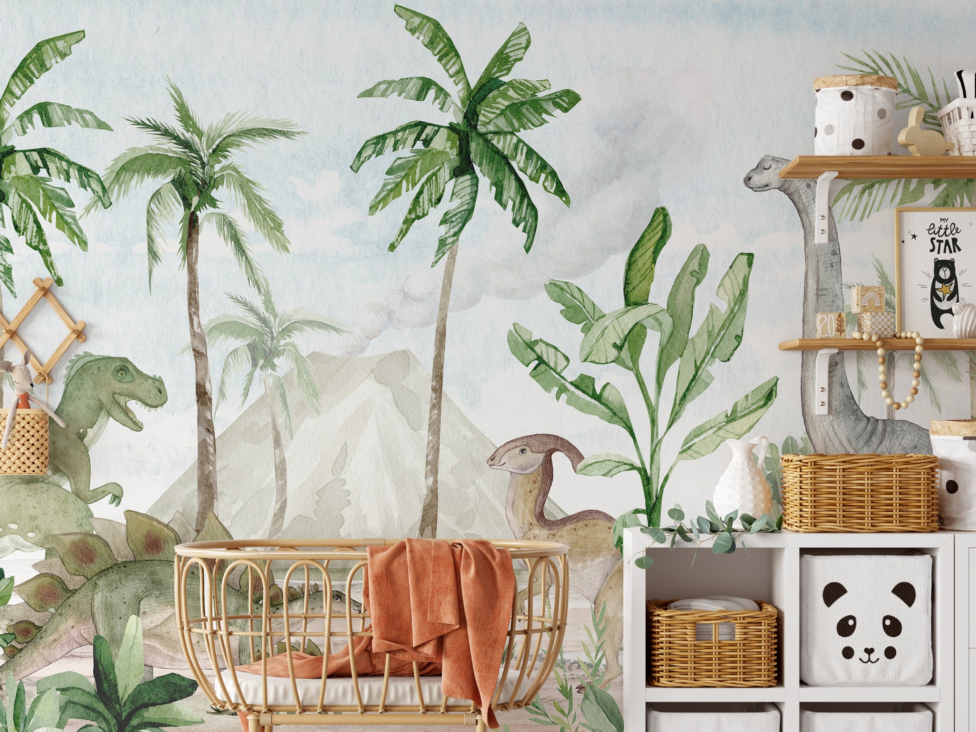 Dinosaur forest mural for playful spaces