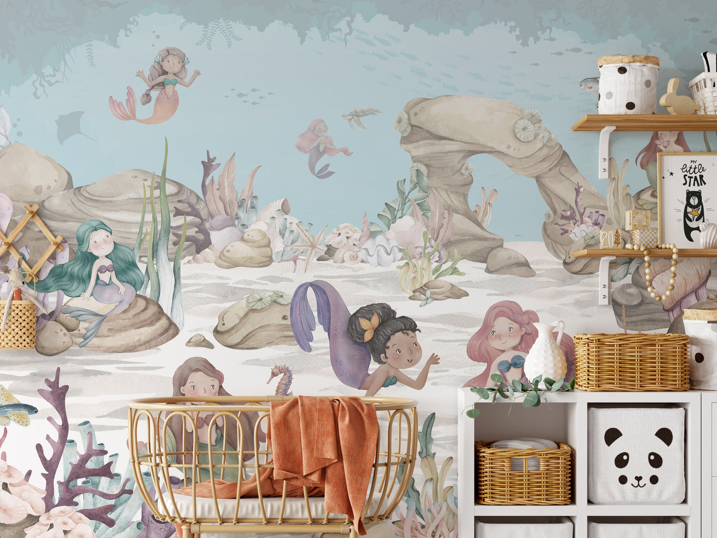 Mermaid Miracles Girls Room Mural - Giffywalls