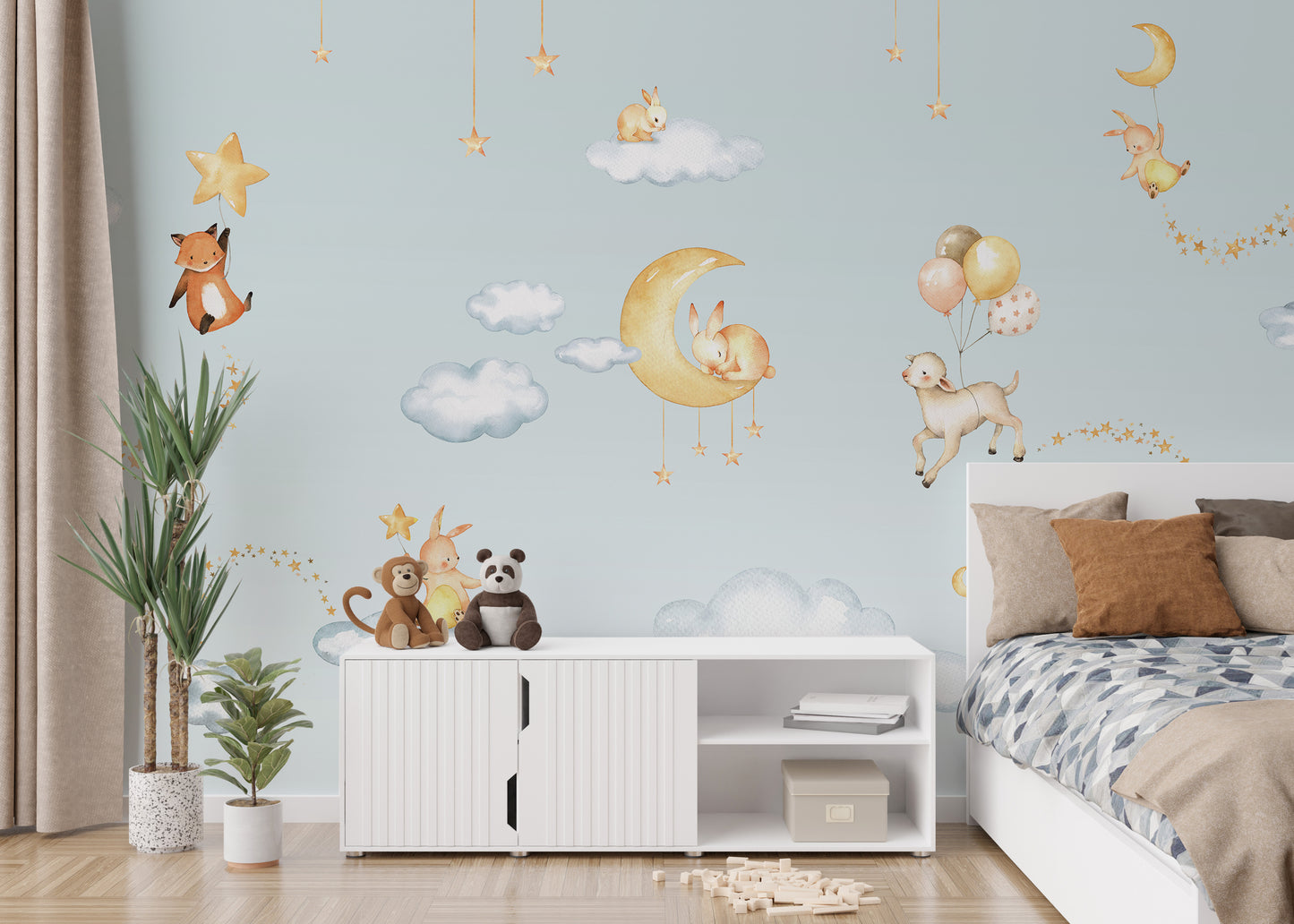 Blue Sweet Dreams wallpaper for kids' dreamy room decor