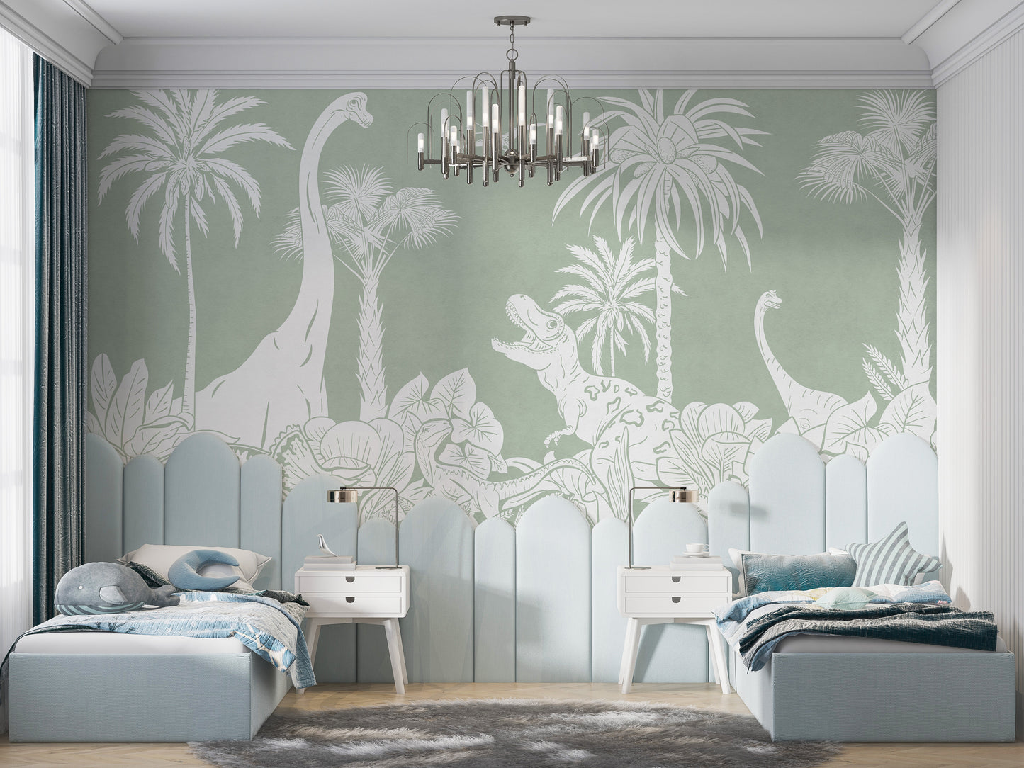 Green Dino Wall Mural for Kids
