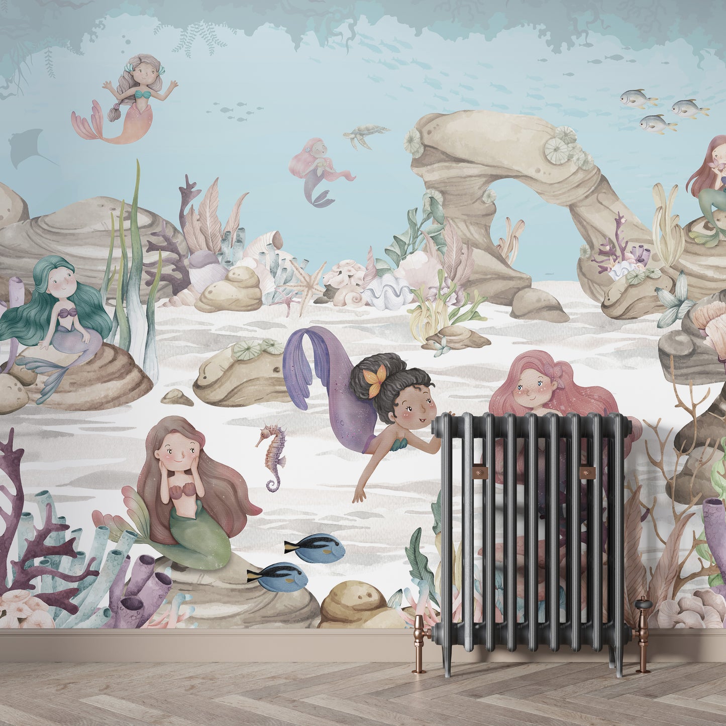 Mermaid Miracles Girls Room Mural - Giffywalls