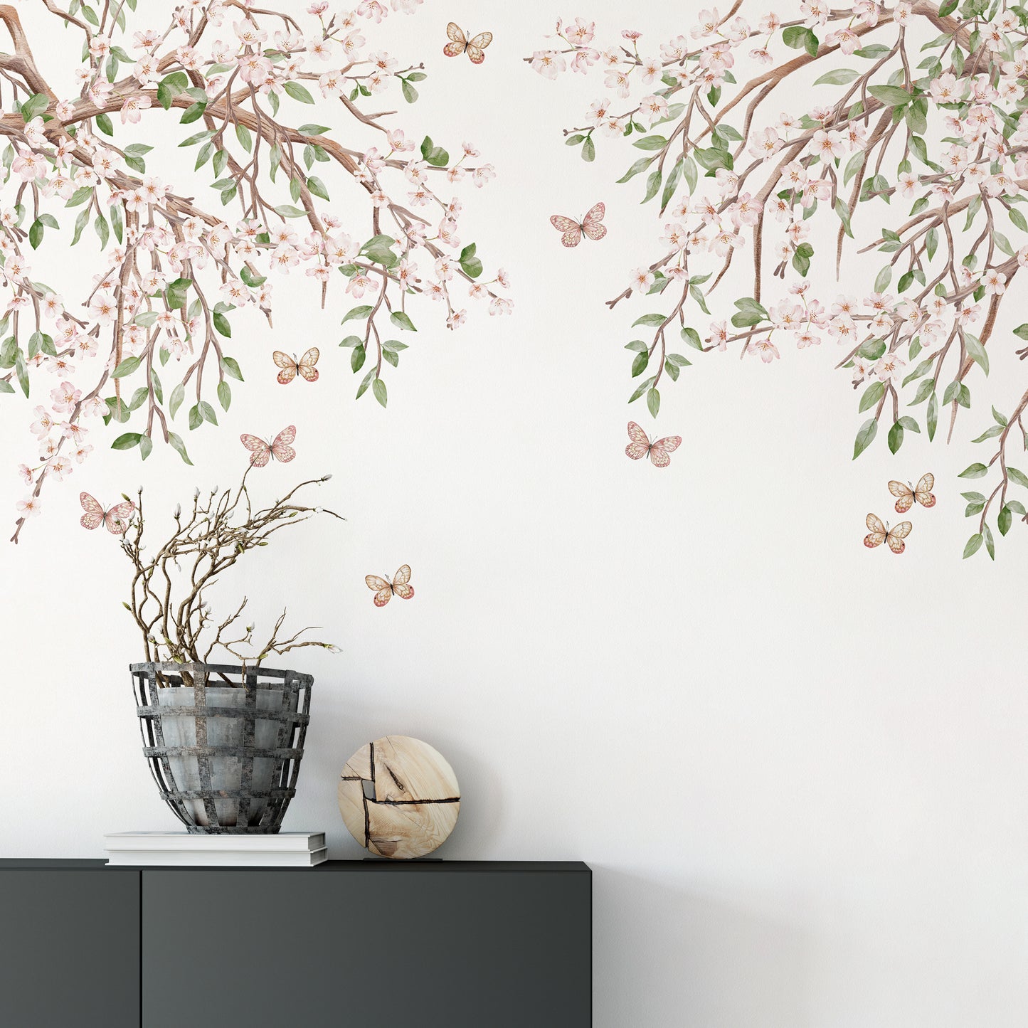 Blooming blossom light pink wallpaper mural