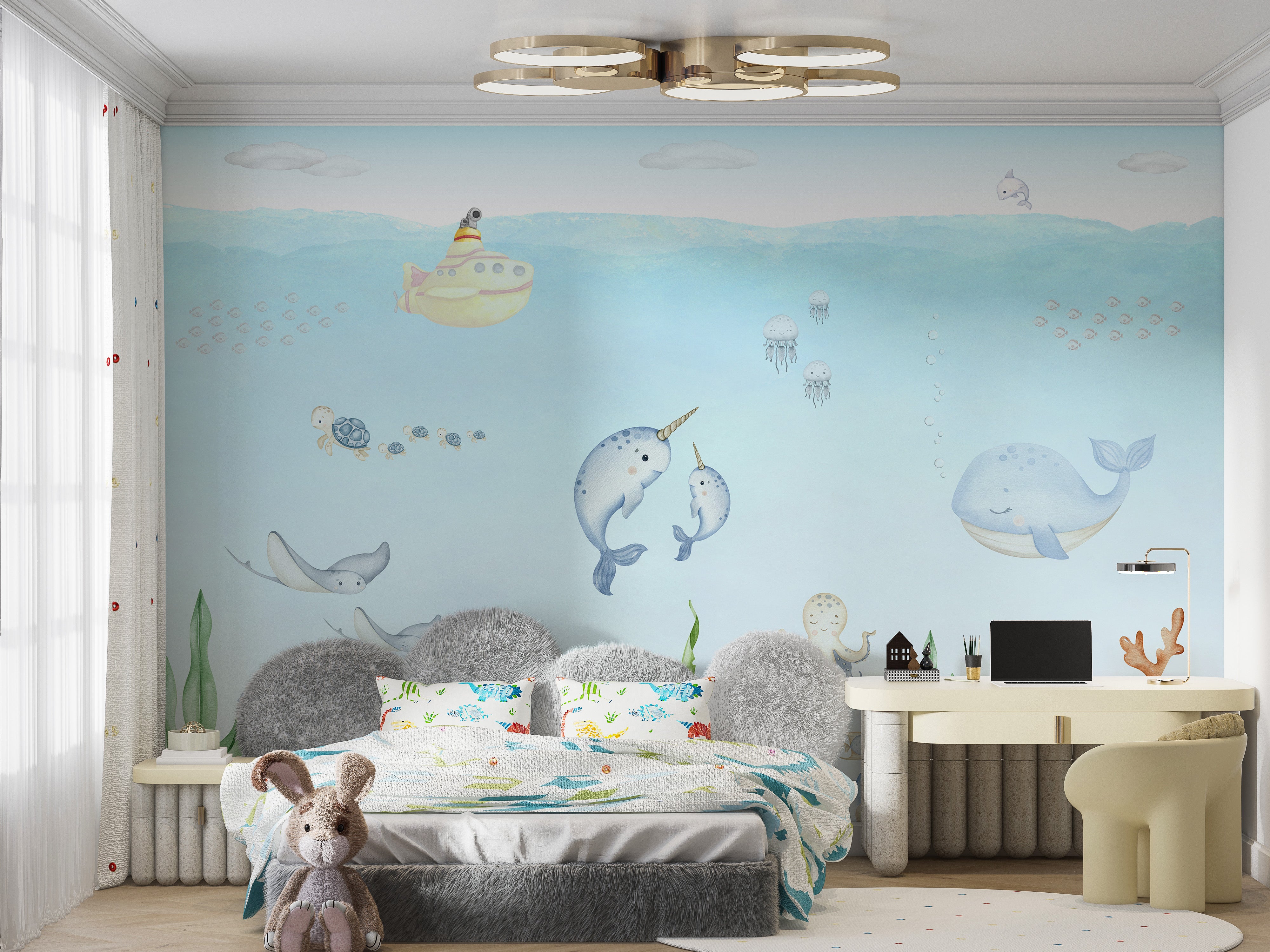 Fun ocean joy wall mural for nurseries