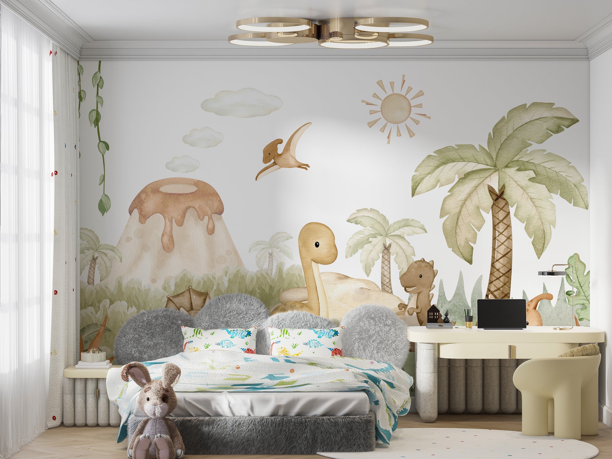 Fun dinosaur baby wallpaper for childrens walls