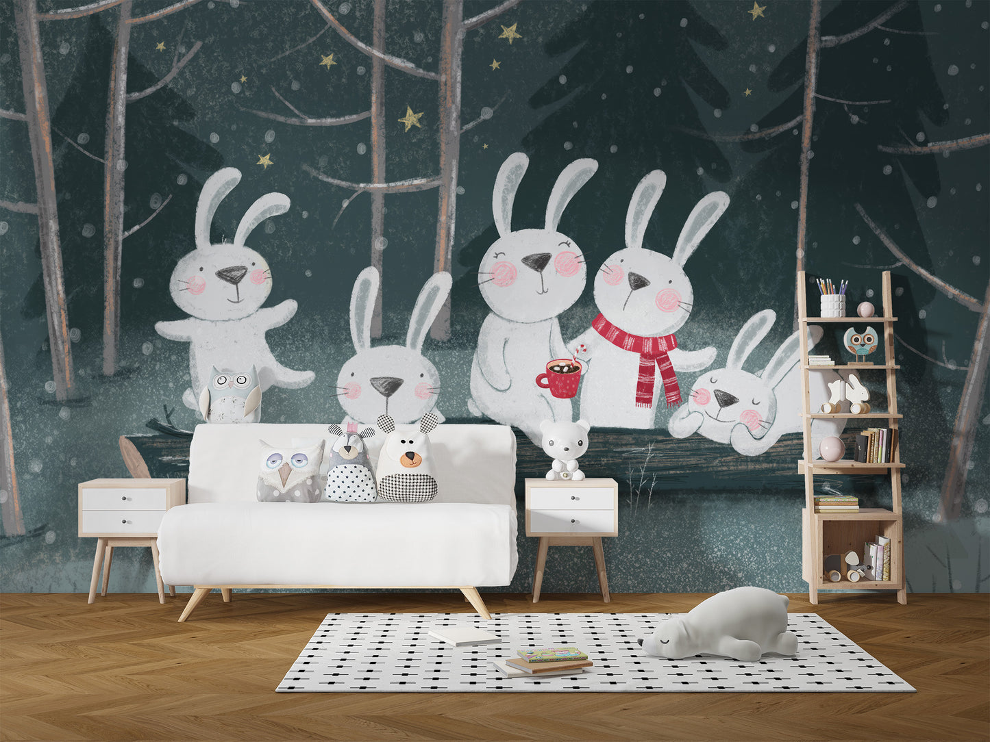 Bunnies Night Out Wall Mural