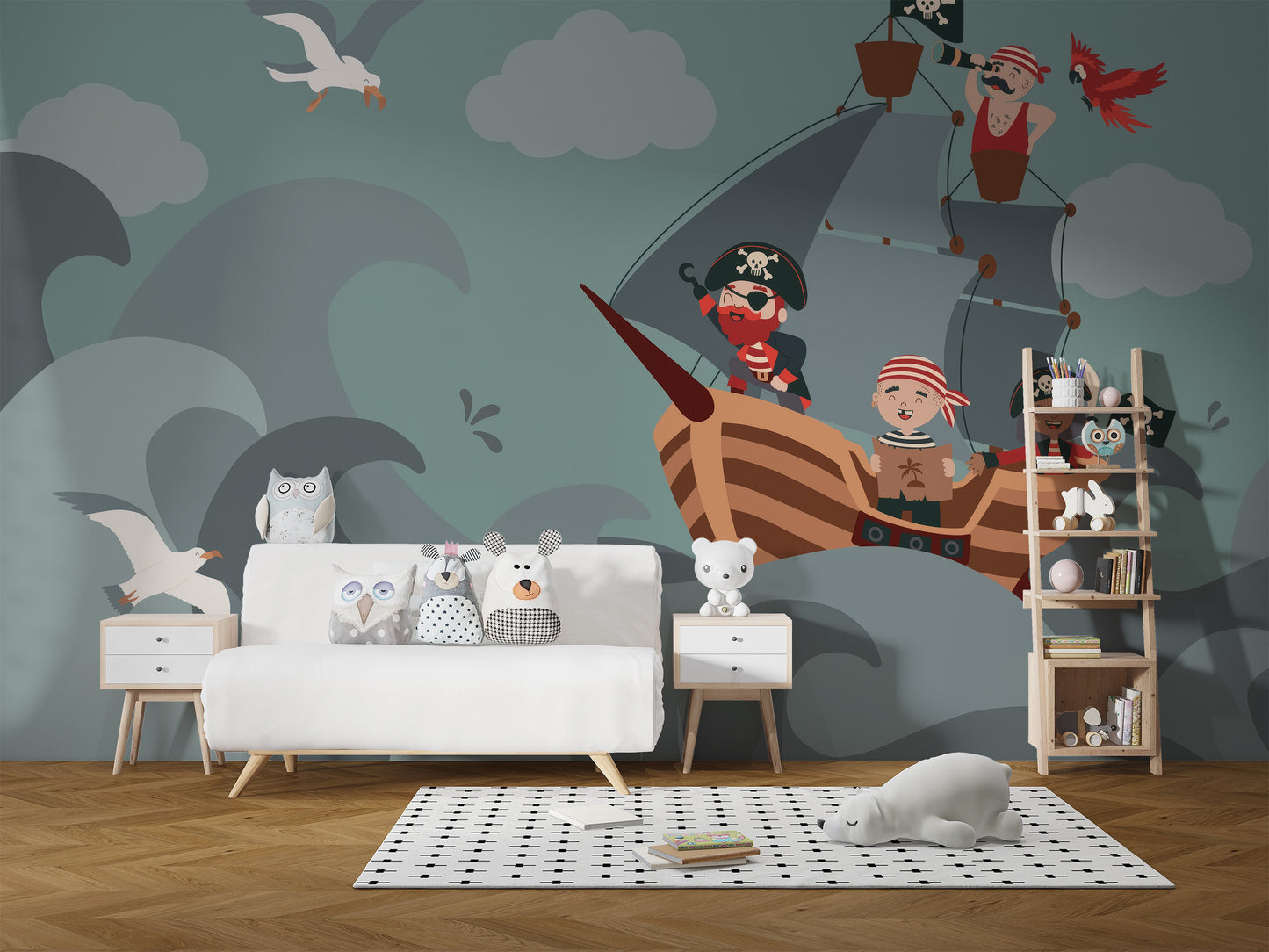 Cartoon Pirate Ship Wallpaper Mural